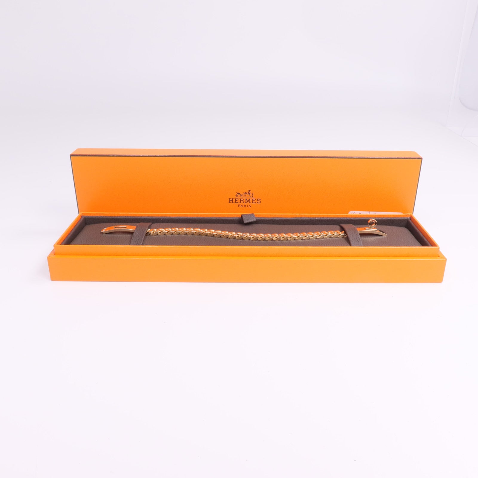 HERMES 18K玫瑰金Kelly Gourmette Bracelet鑽石手鏈