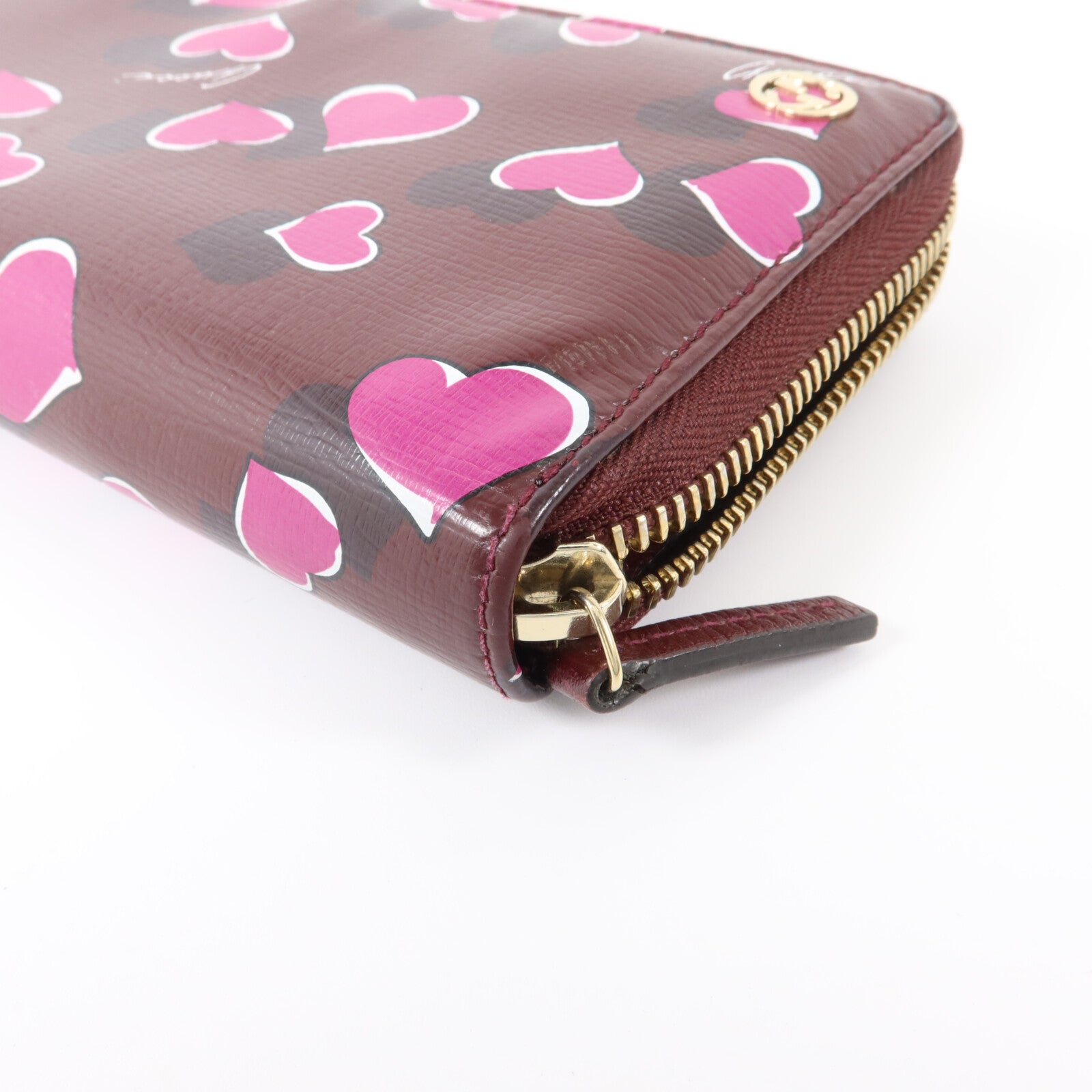 GUCCI 牛皮皮革Heartbeat Print Zip Around Wallet長錢包