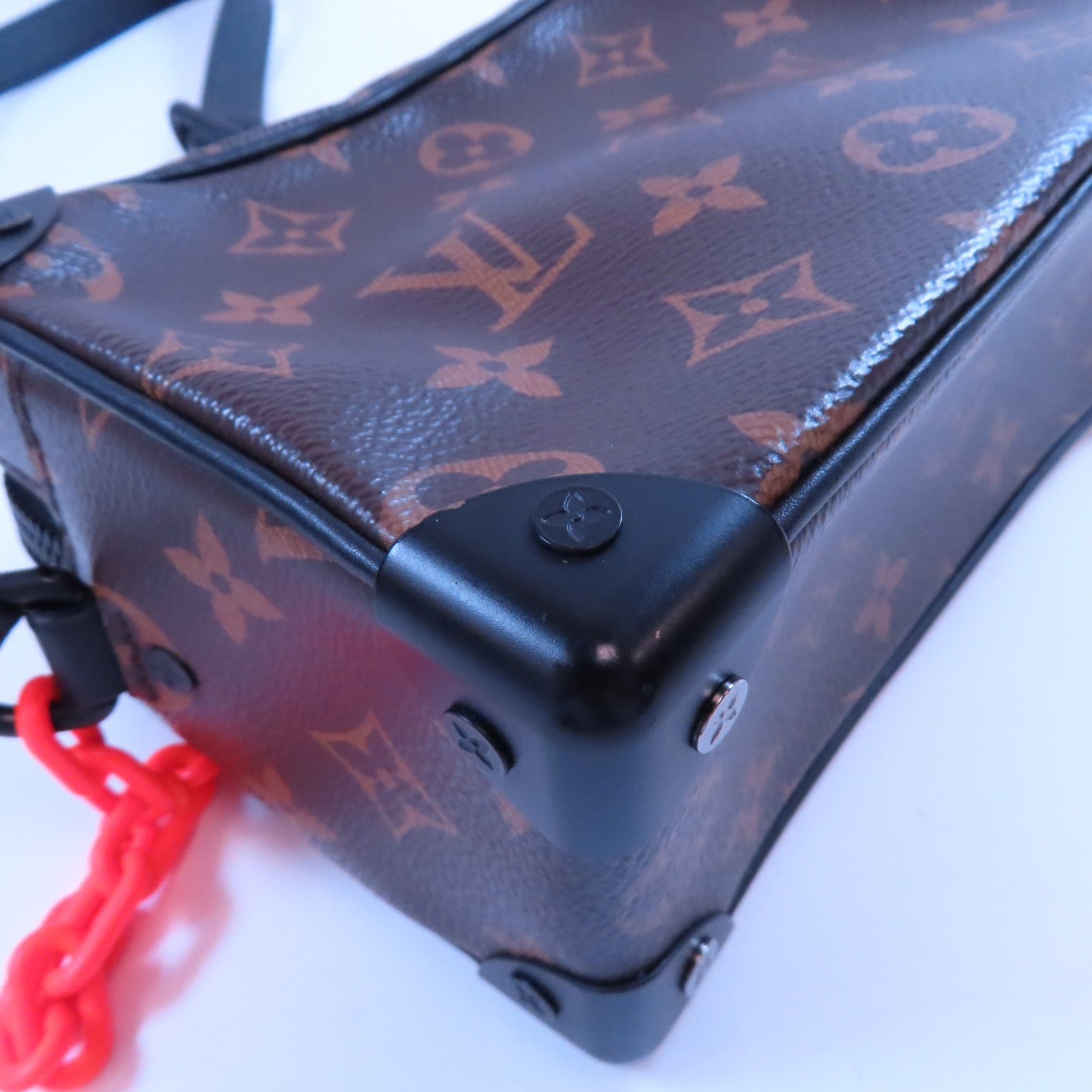 LOUIS VUITTON Monogram Mini Soft Trunk黑扣肩背袋啡色/橙色