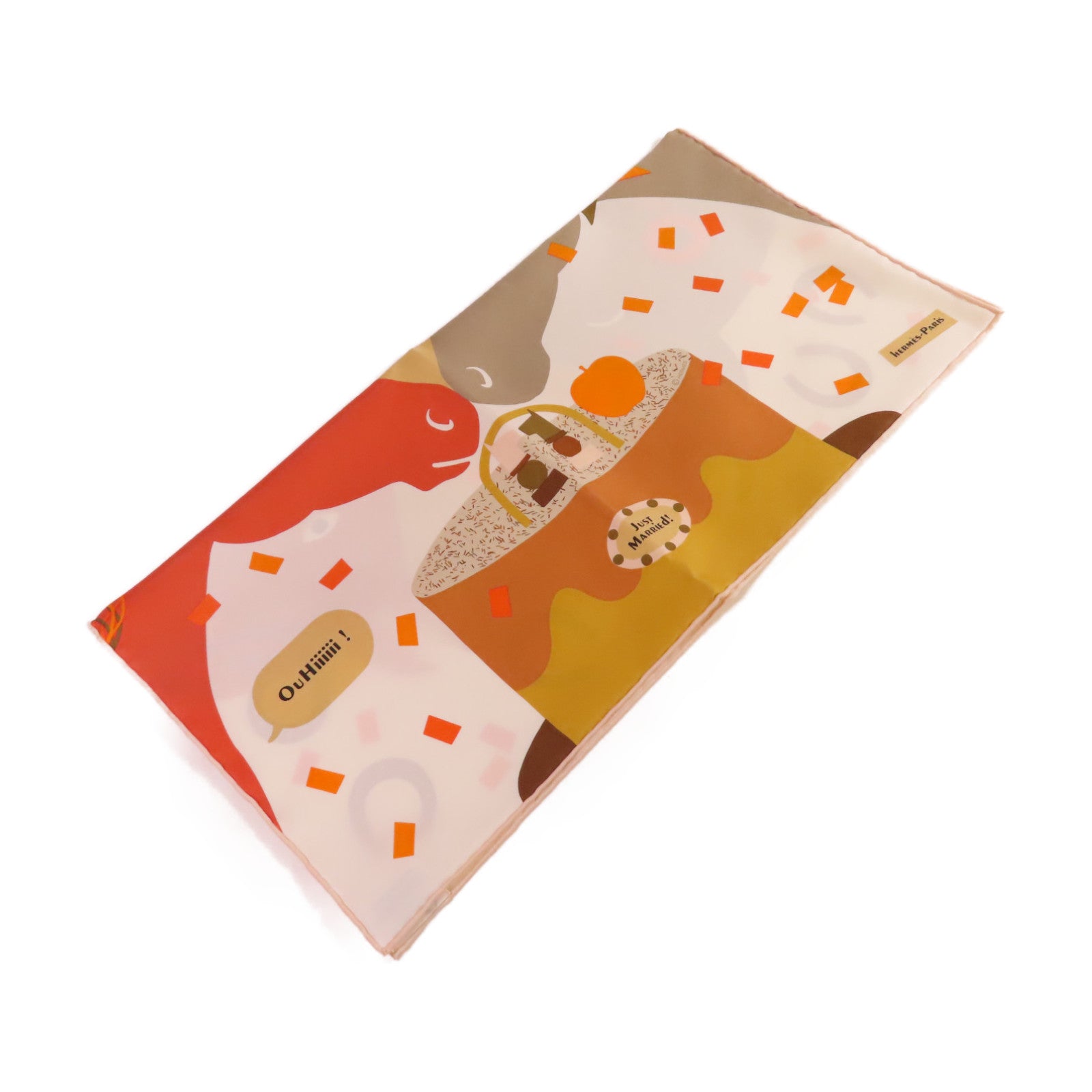 HERMES 絲質Scarf 60x60絲巾橙色/啡色/白色/彩色