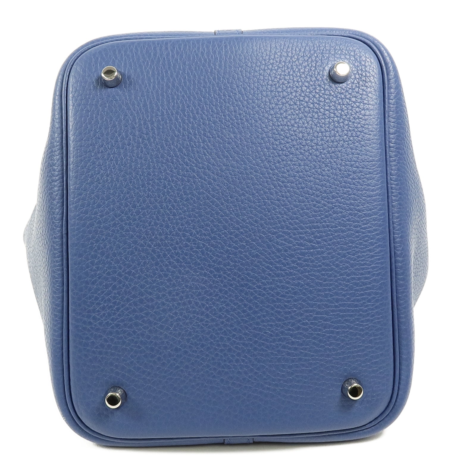 HERMES Clemence皮革Picotin MM手挽袋Bleu Agate