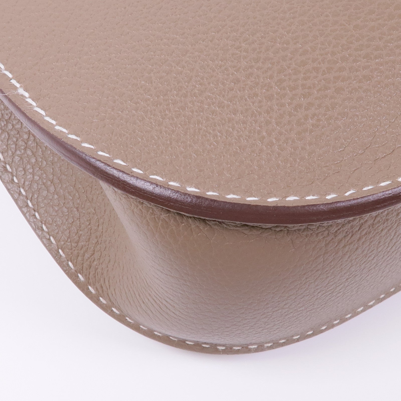 HERMES Evercolor皮革Mini Jypsiere銀扣肩背袋Etoupe