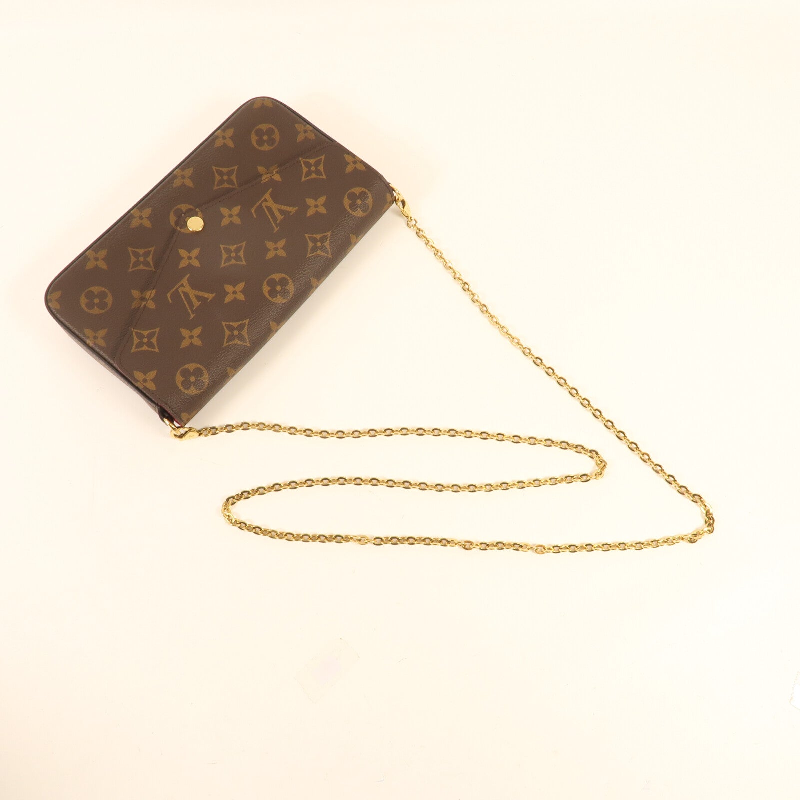 LOUIS VUITTON Monogram Felicie Pochette金扣鏈帶肩背袋