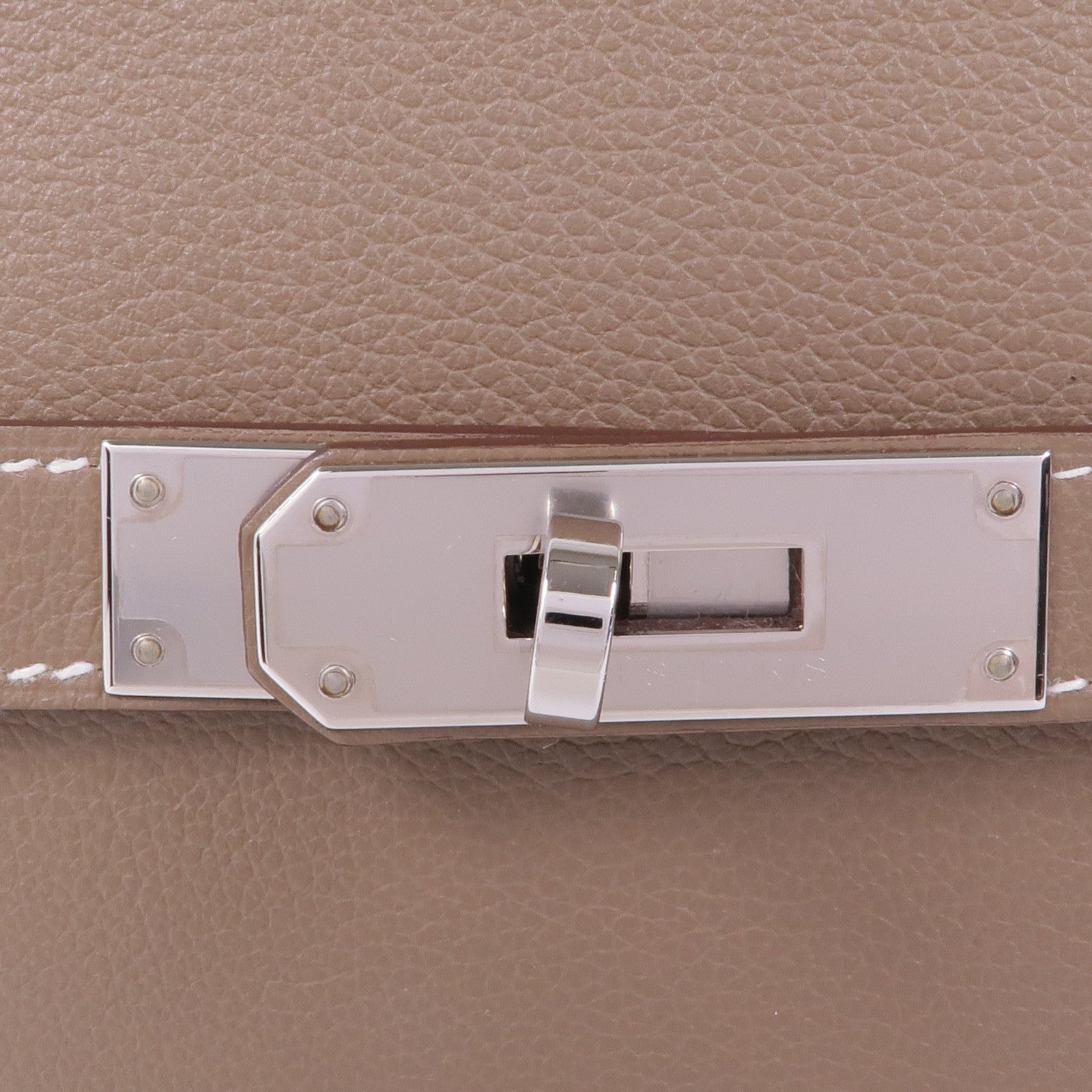 HERMES Evercolor皮革Mini Jypsiere銀扣肩背袋Etoupe