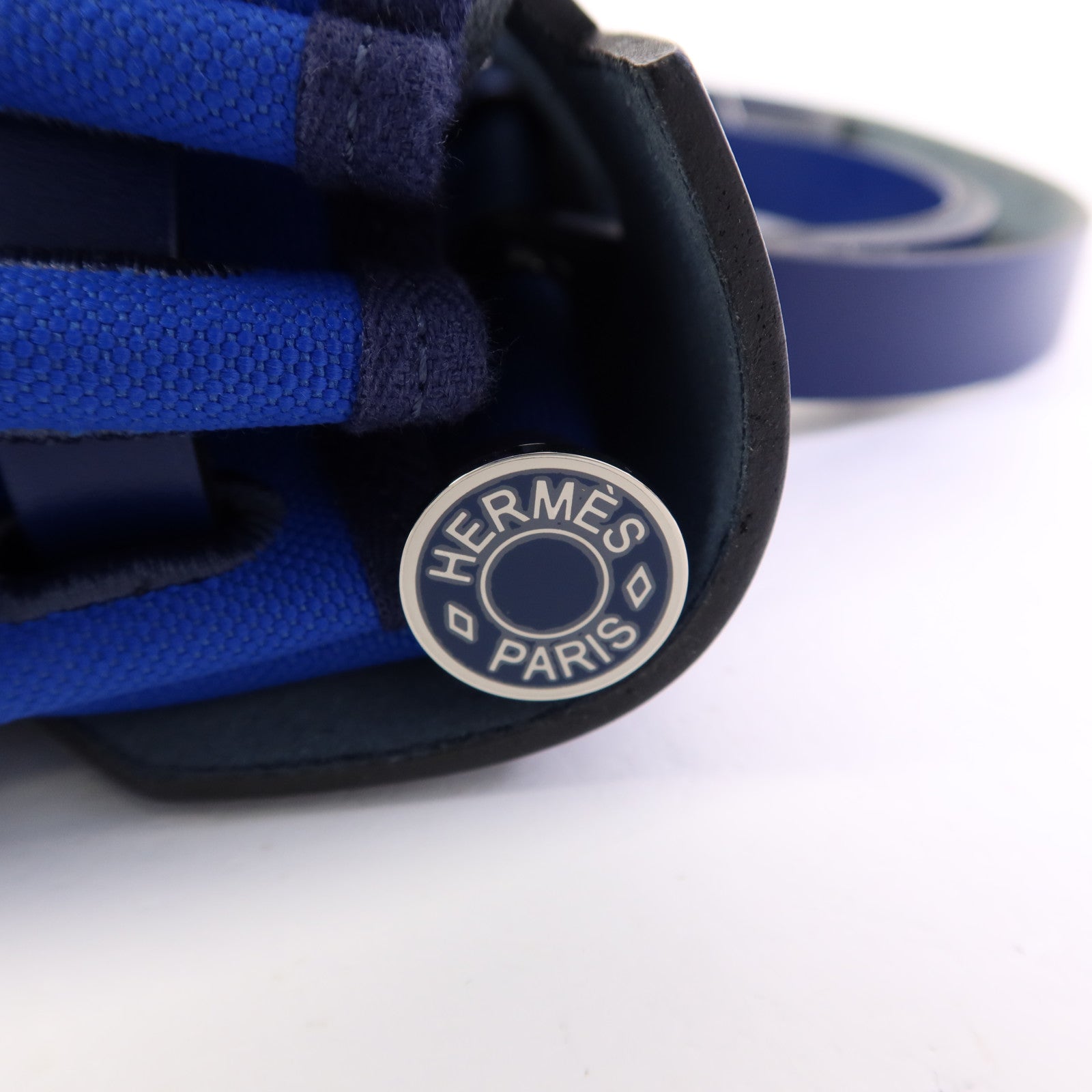 HERMES【激減優惠】 帆布Herbag PM銀扣手挽肩背兩用袋Bleu Billard