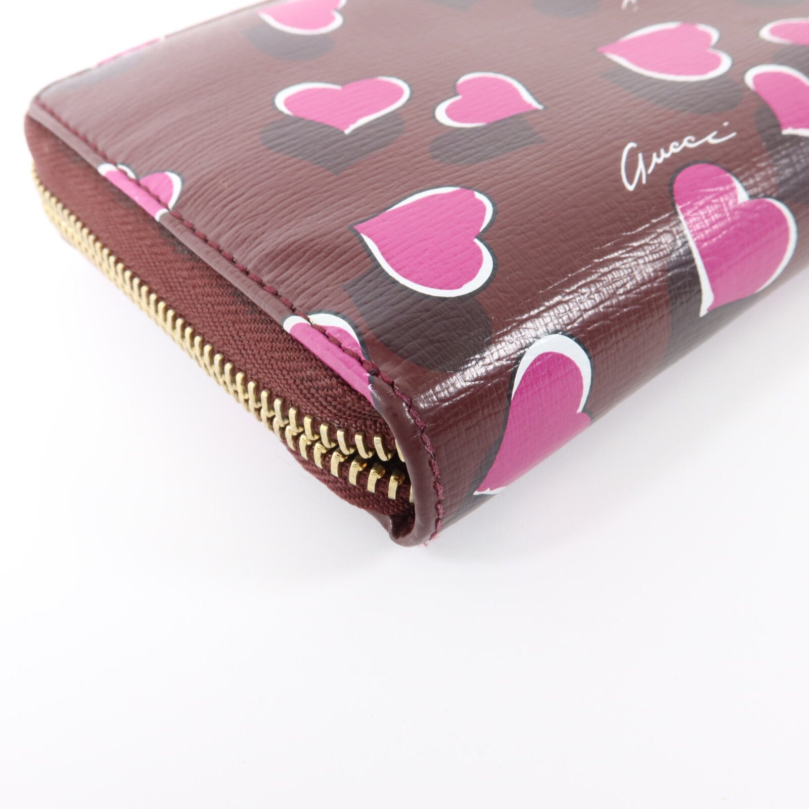 GUCCI 牛皮皮革Heartbeat Print Zip Around Wallet長錢包