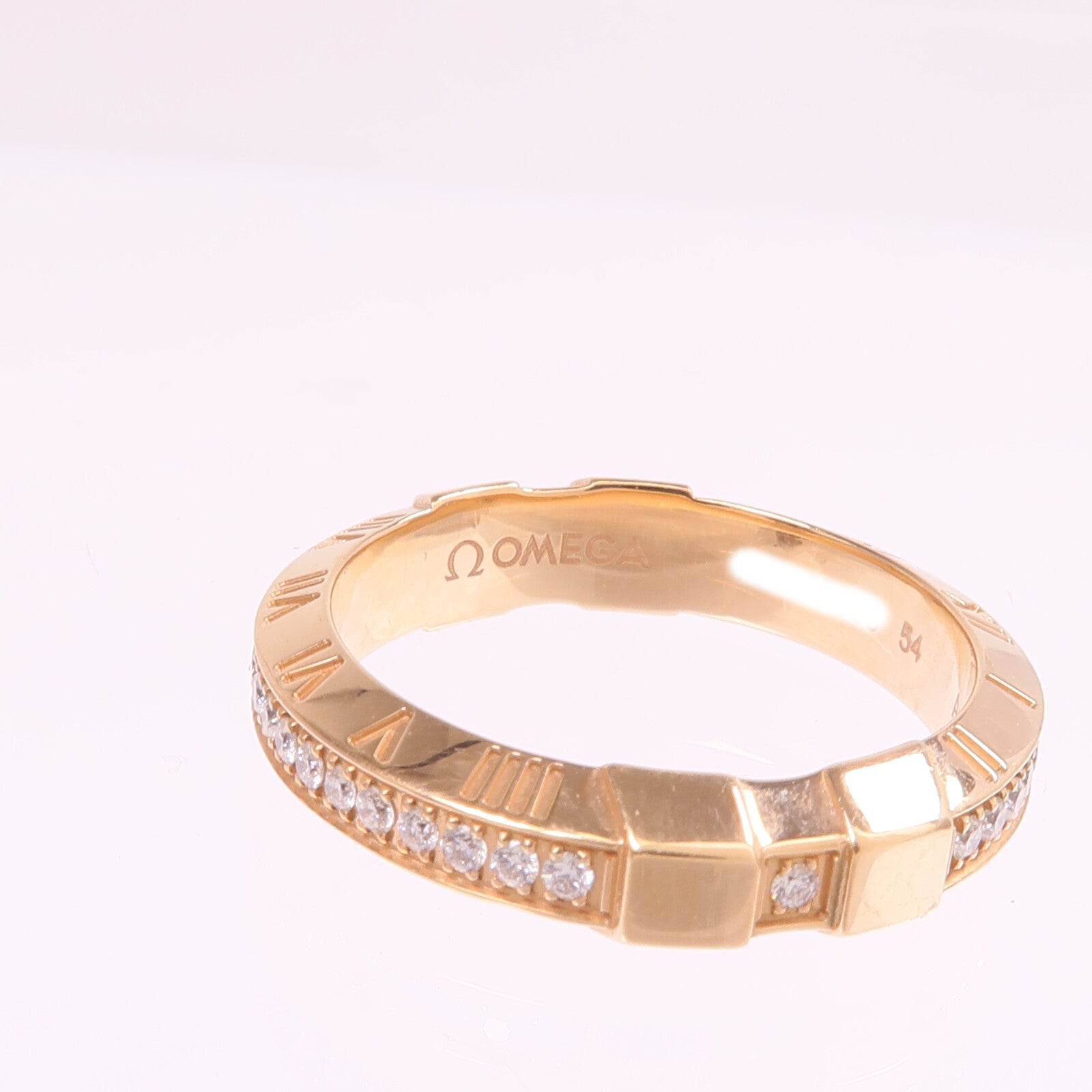 OMEGA 18K玫瑰金Omega Ring鑽石戒指Omega#54/US#6.75