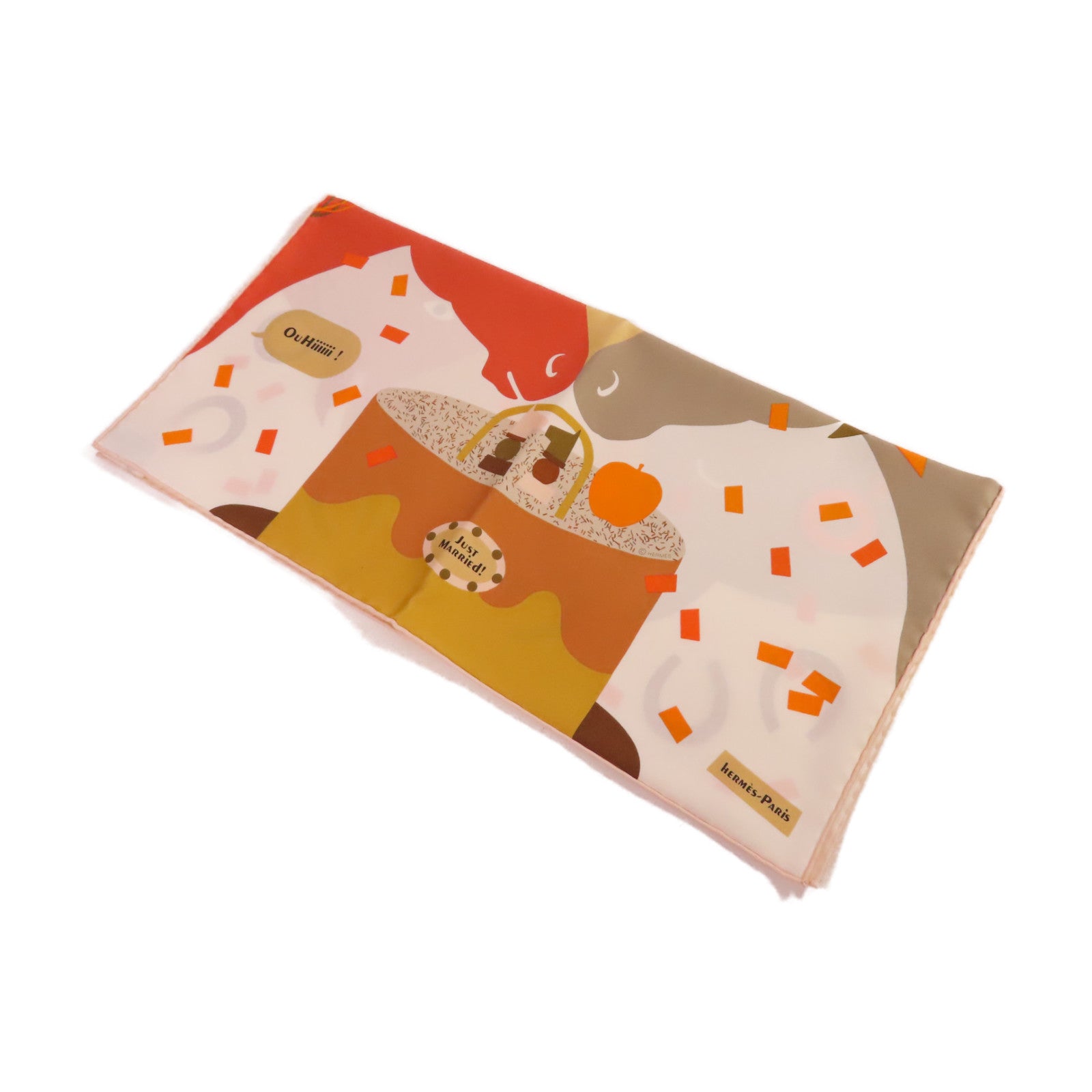 HERMES 絲質Scarf 60x60絲巾橙色/啡色/白色/彩色