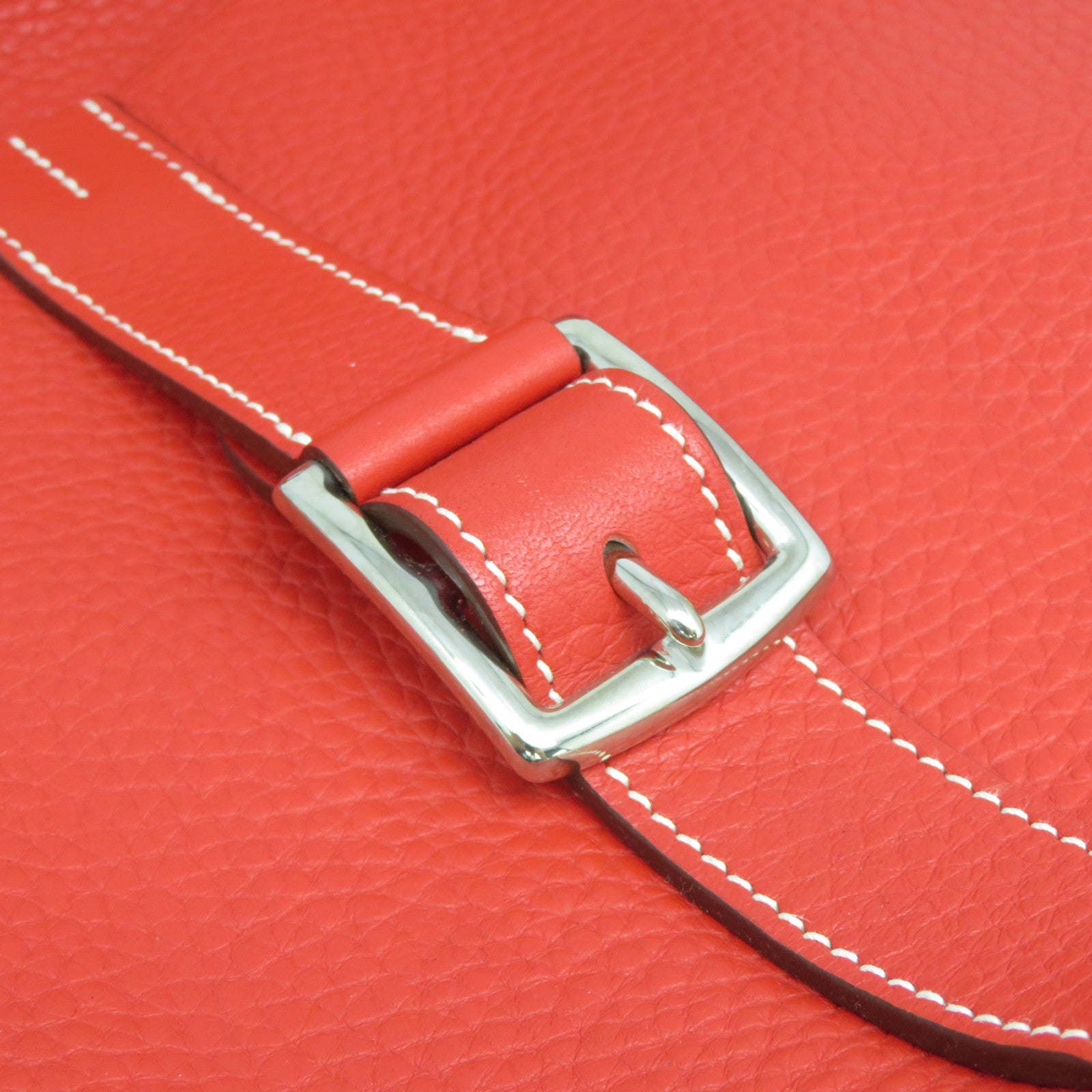 HERMES 【激減優惠】Clemence皮革Halzan 31銀扣手挽肩背兩用袋Rouge Pivoine牡丹紅色