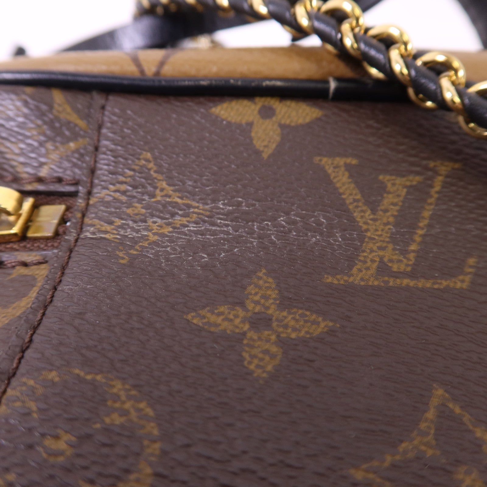 LOUIS VUITTON Monogram Reverse Vanity PM金扣手挽肩背兩用袋棕色