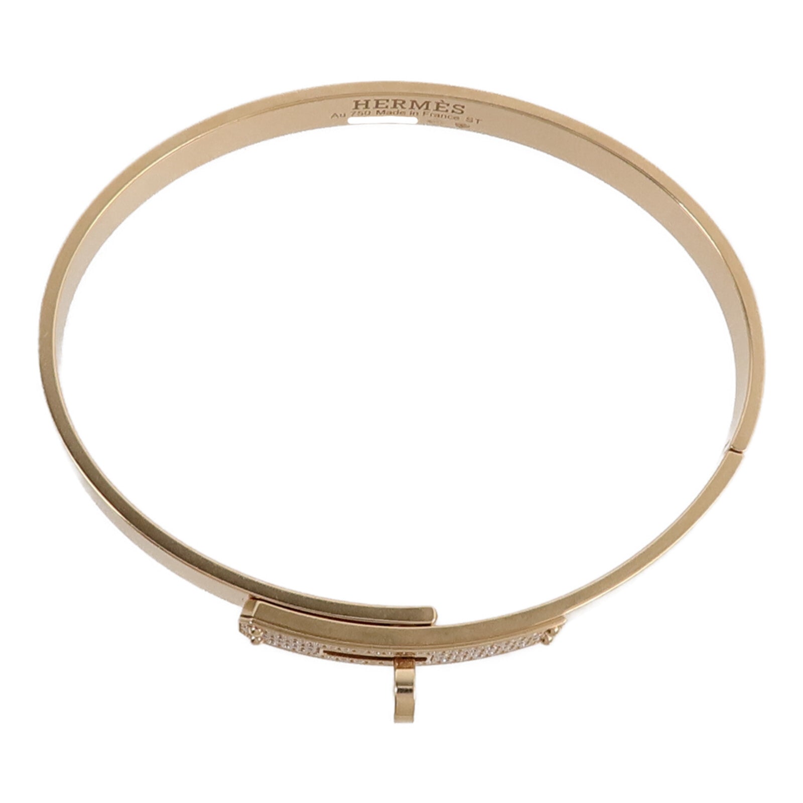 HERMES 18K玫瑰金Kelly Bracelet鑽石手鐲