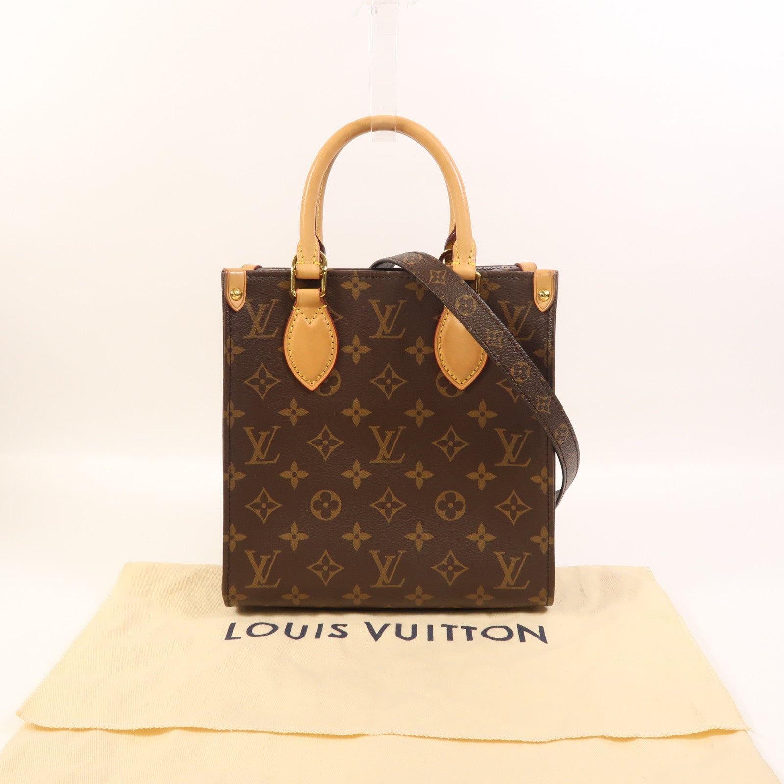 LOUIS VUITTON Monogram Sac Plat BB金扣手挽肩背兩用袋