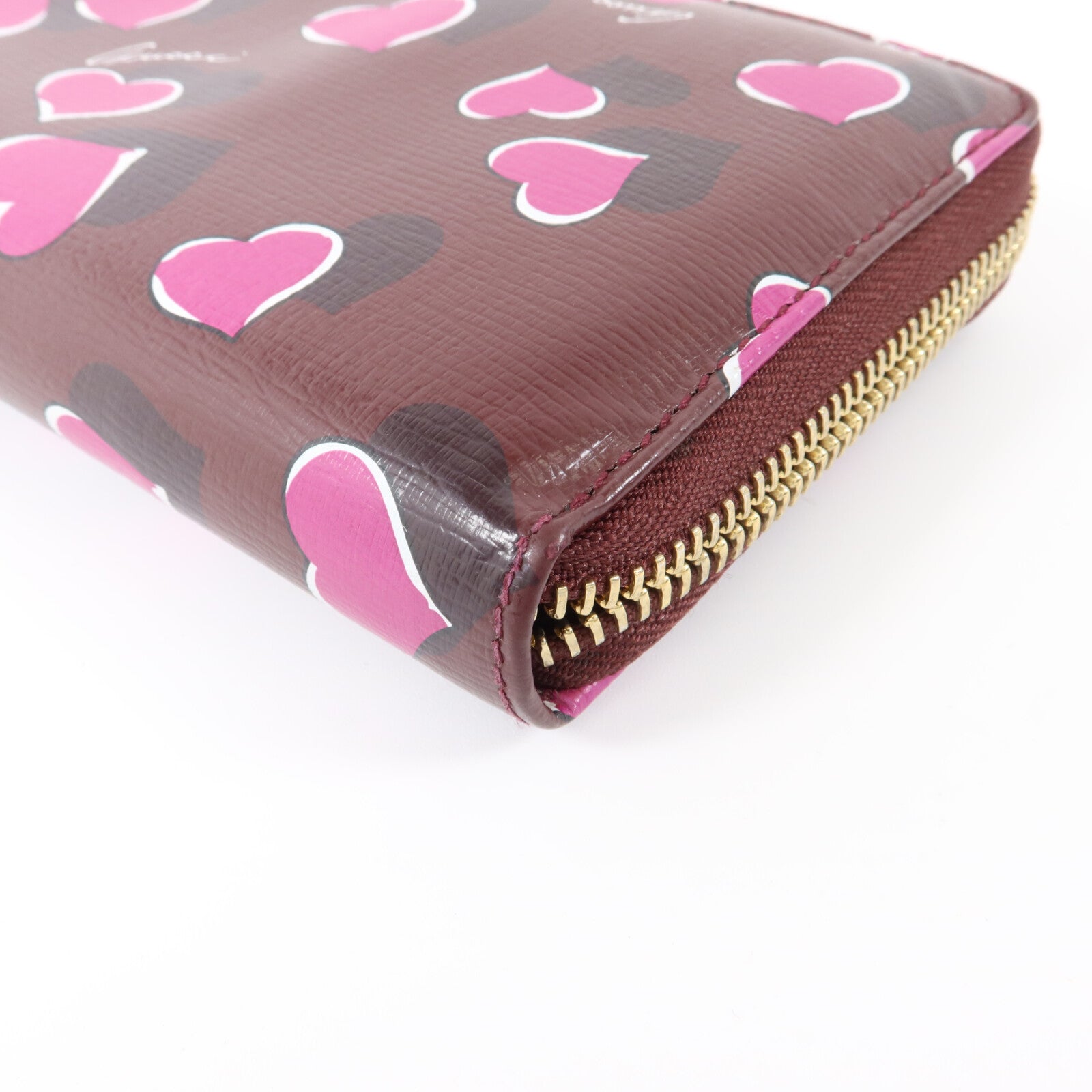 GUCCI 牛皮皮革Heartbeat Print Zip Around Wallet長錢包
