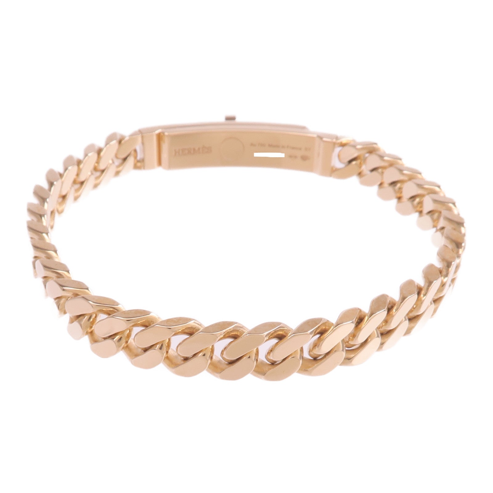 HERMES 18K玫瑰金Kelly Gourmette Bracelet鑽石手鏈