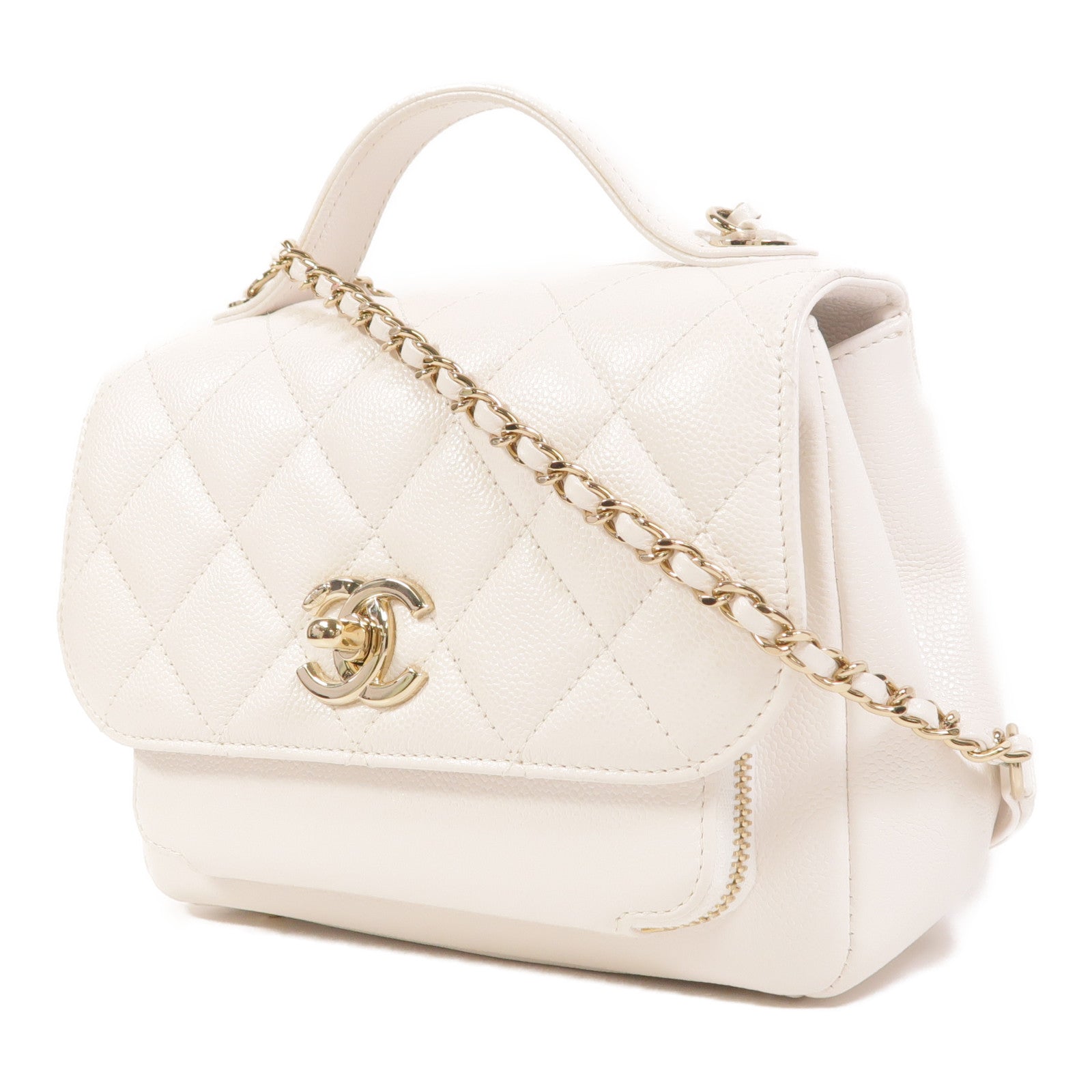 CHANEL 牛皮皮革Business Affinity Small金扣手挽肩背兩用袋