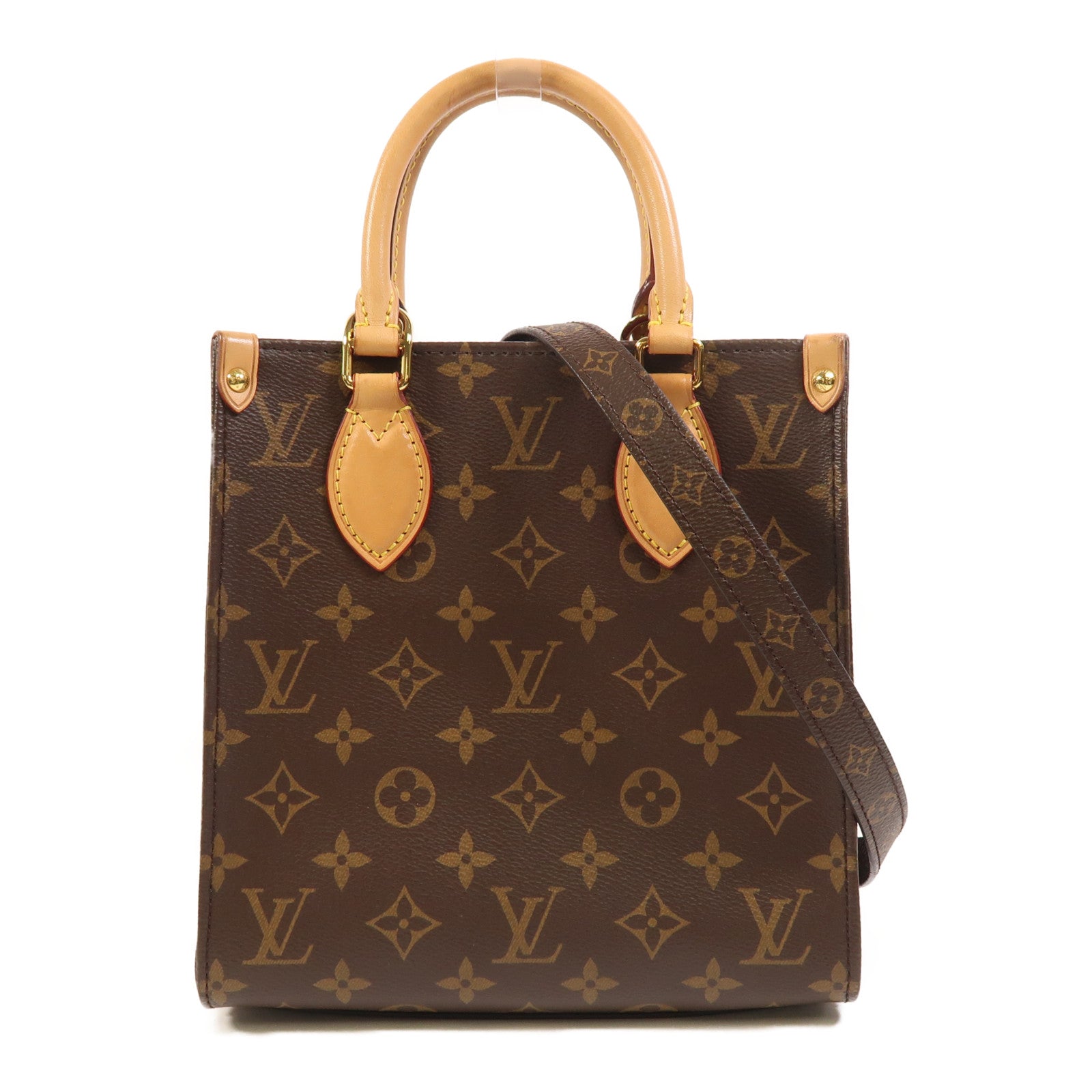 LOUIS VUITTON Monogram Sac Plat BB金扣手挽肩背兩用袋