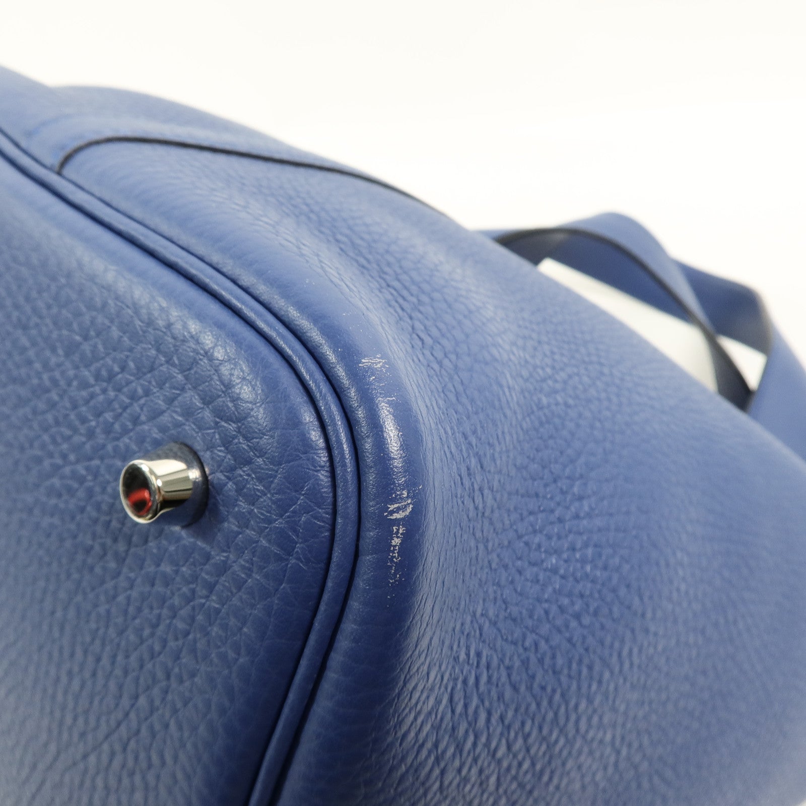 HERMES Clemence皮革Picotin MM手挽袋Bleu Agate