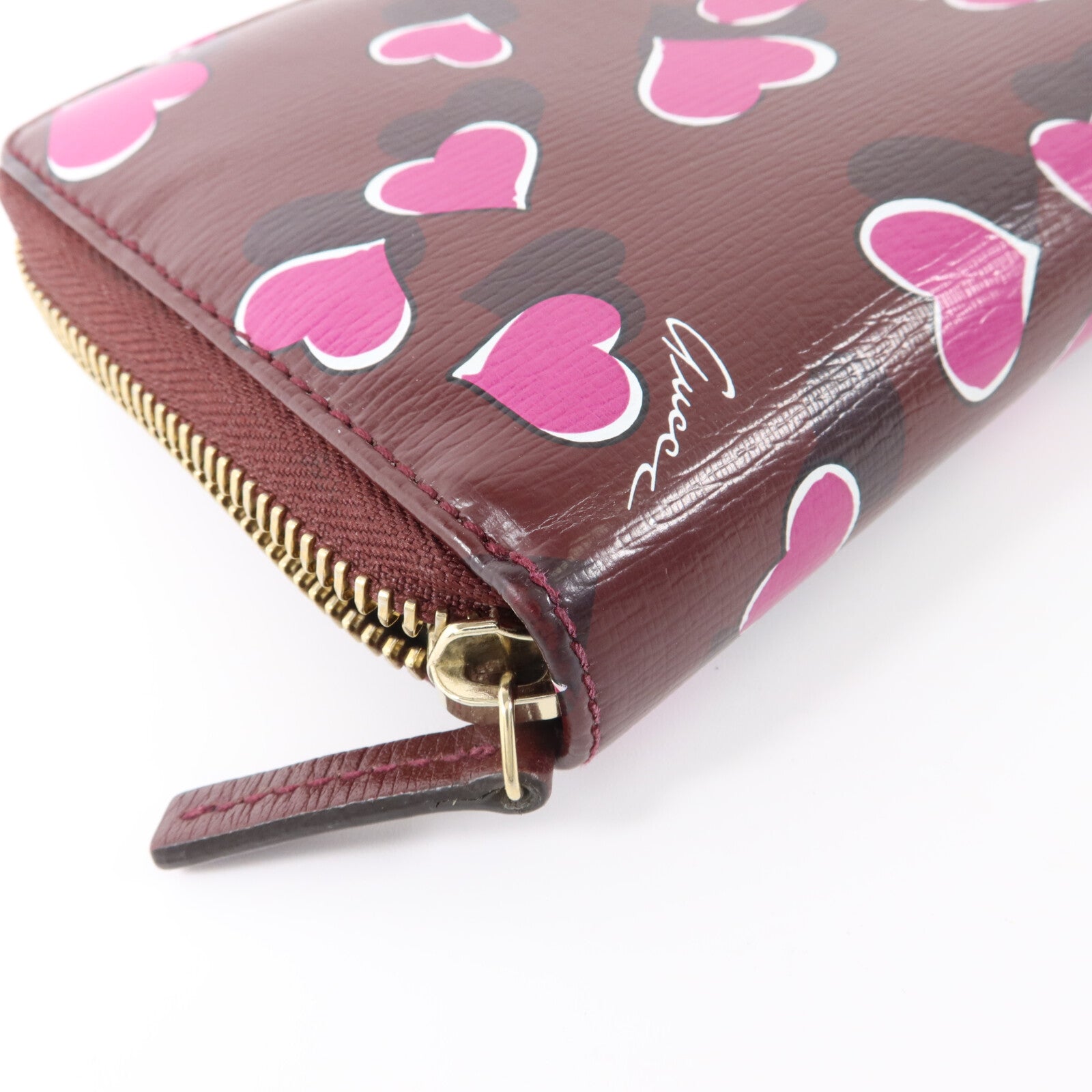 GUCCI 牛皮皮革Heartbeat Print Zip Around Wallet長錢包