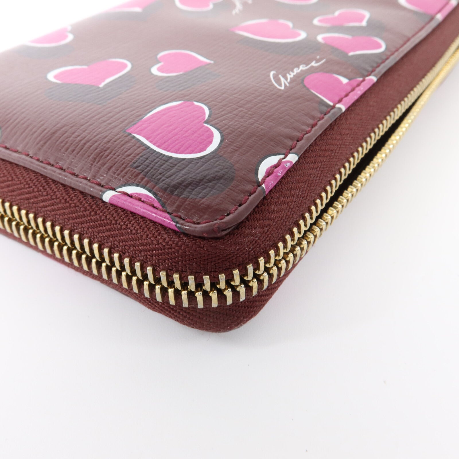 GUCCI 牛皮皮革Heartbeat Print Zip Around Wallet長錢包