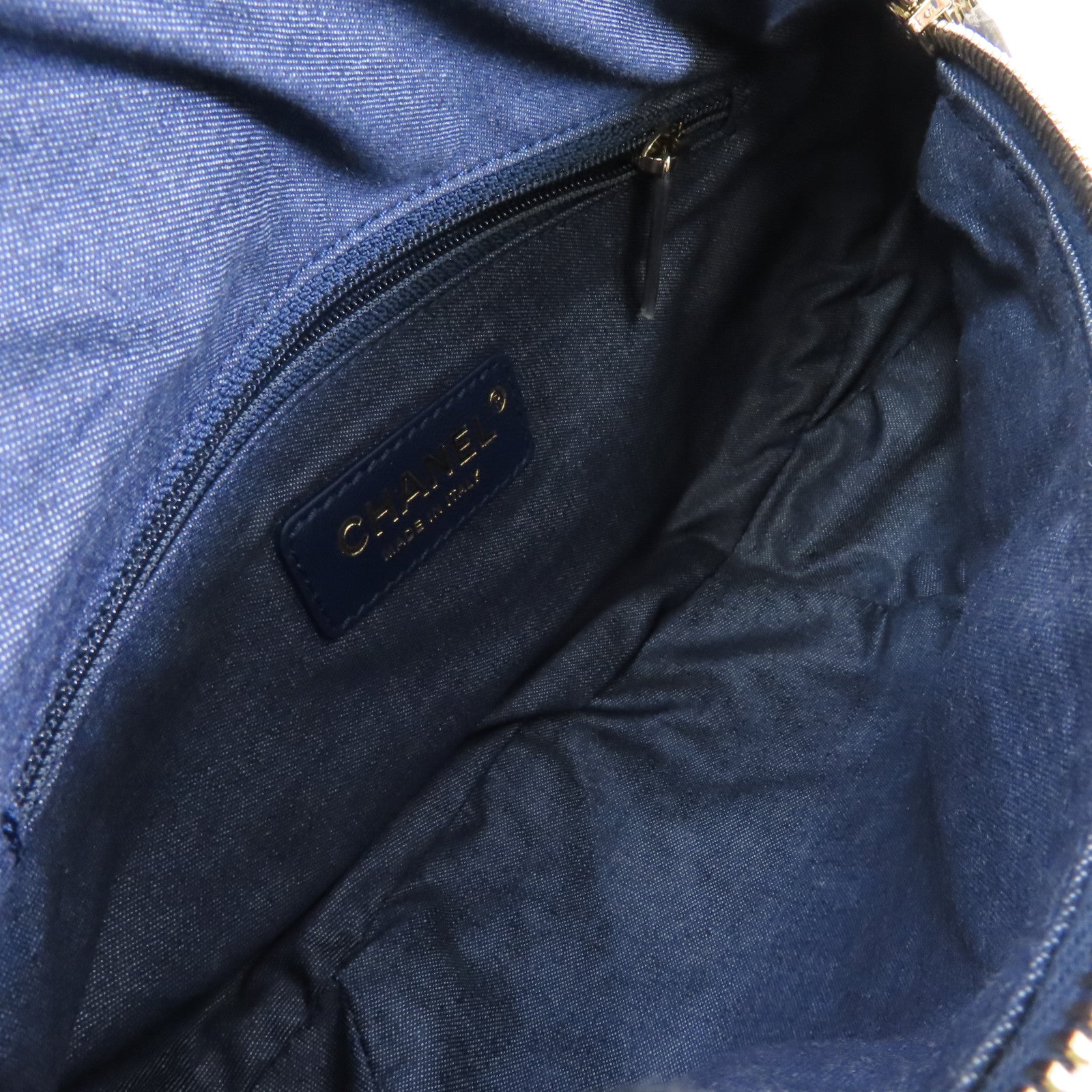 CHANEL 菱格牛皮皮革Waist Bag金扣腰包藍色