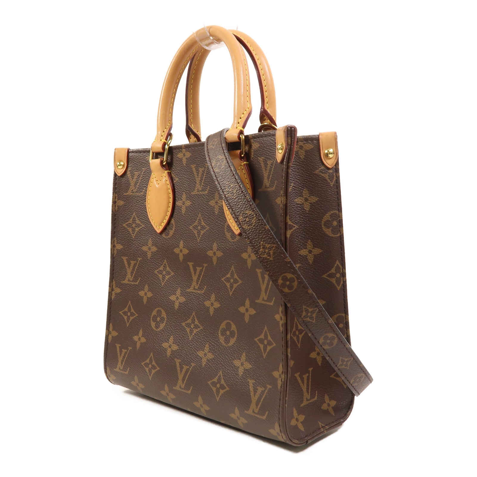 LOUIS VUITTON Monogram Sac Plat BB金扣手挽肩背兩用袋
