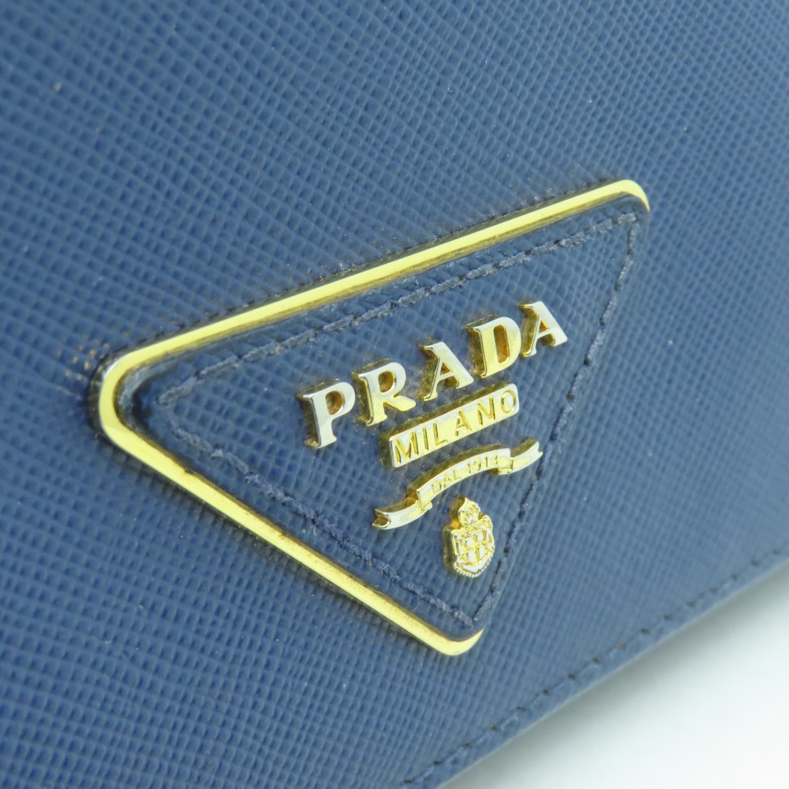 PRADA 【清倉大減價】牛皮皮革Long Wallet金扣長錢包藍色