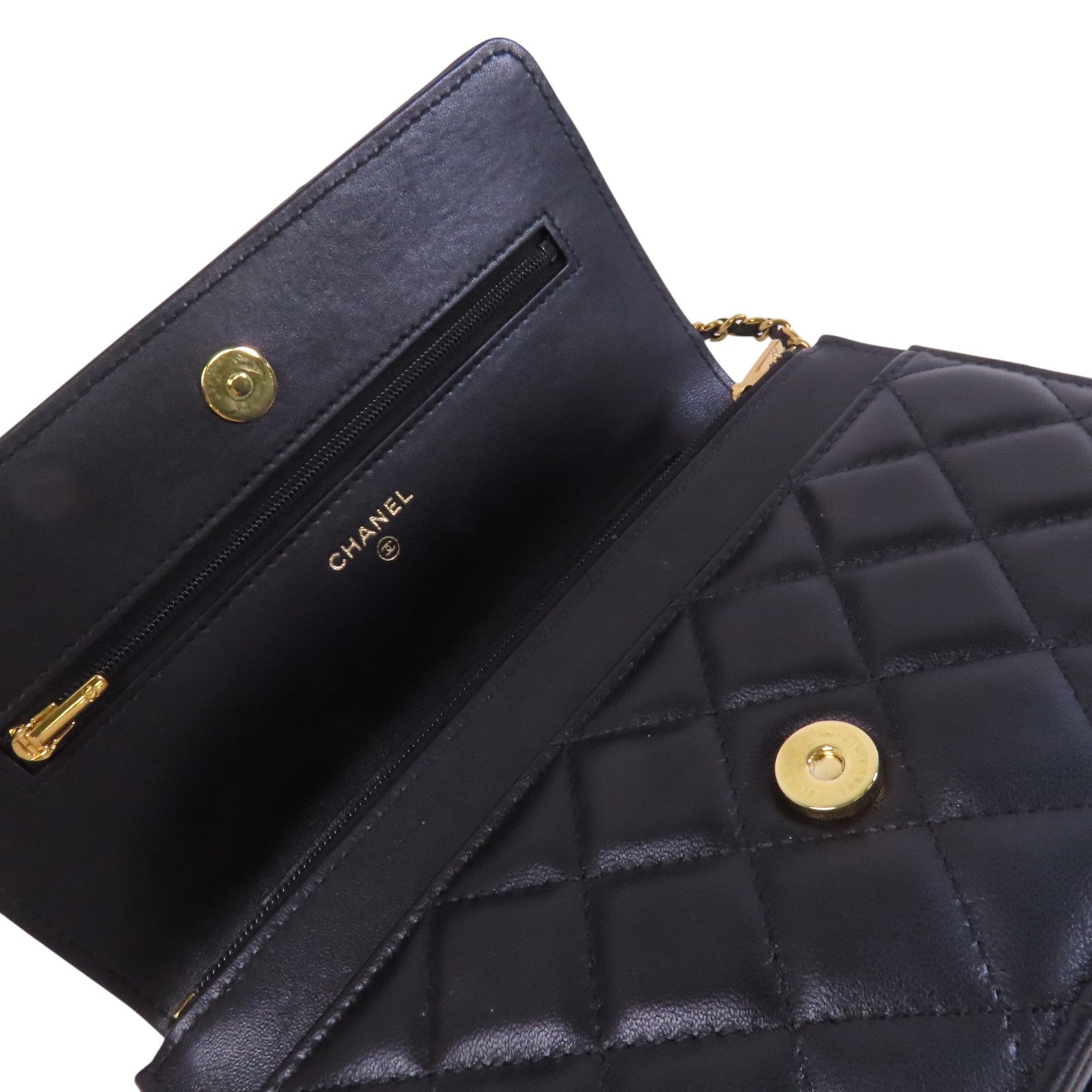 CHANEL 羊皮皮革WOC Wallet On Chain金扣鏈帶肩背袋