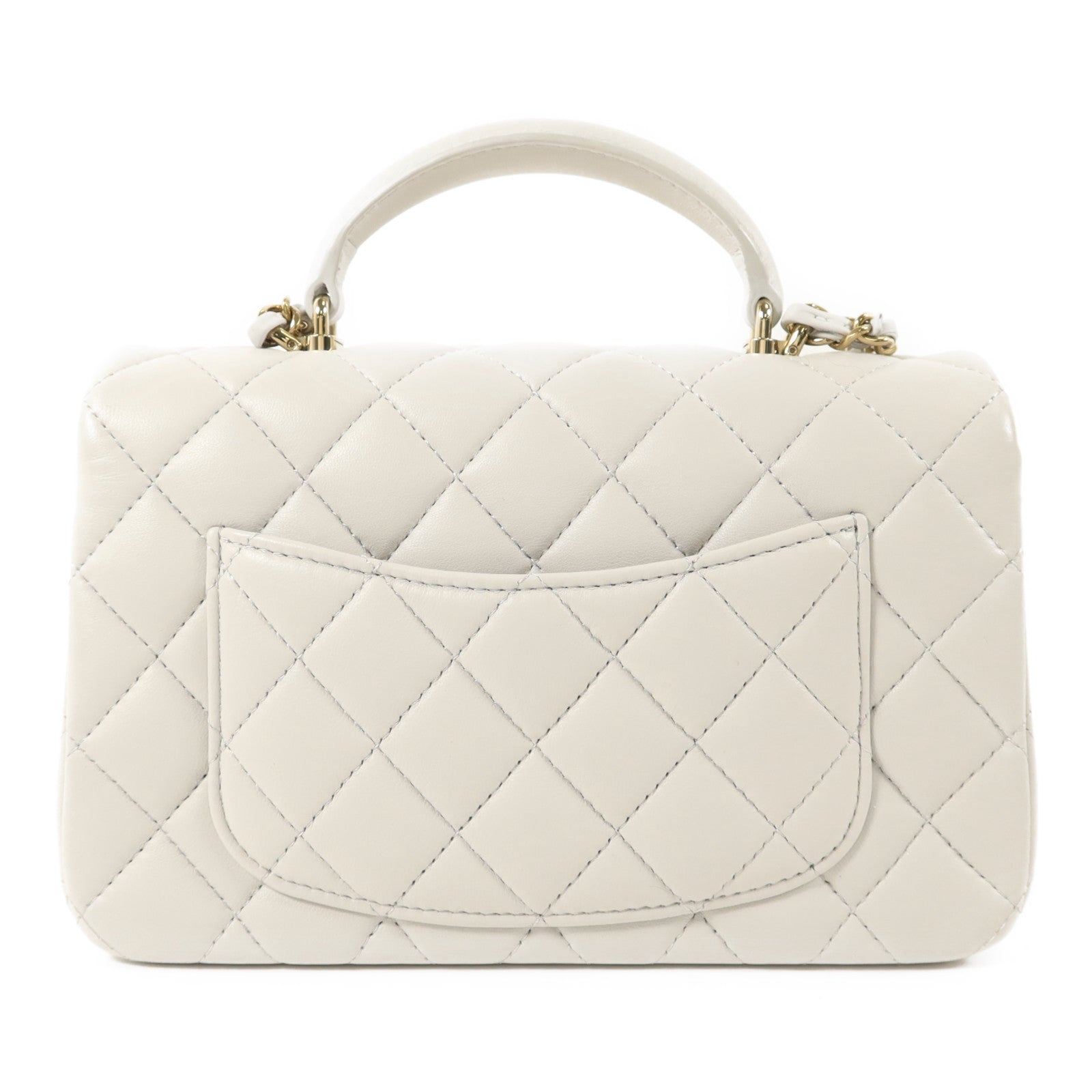 CHANEL 羊皮皮革Classic With Top Handle金扣手挽肩背兩用袋
