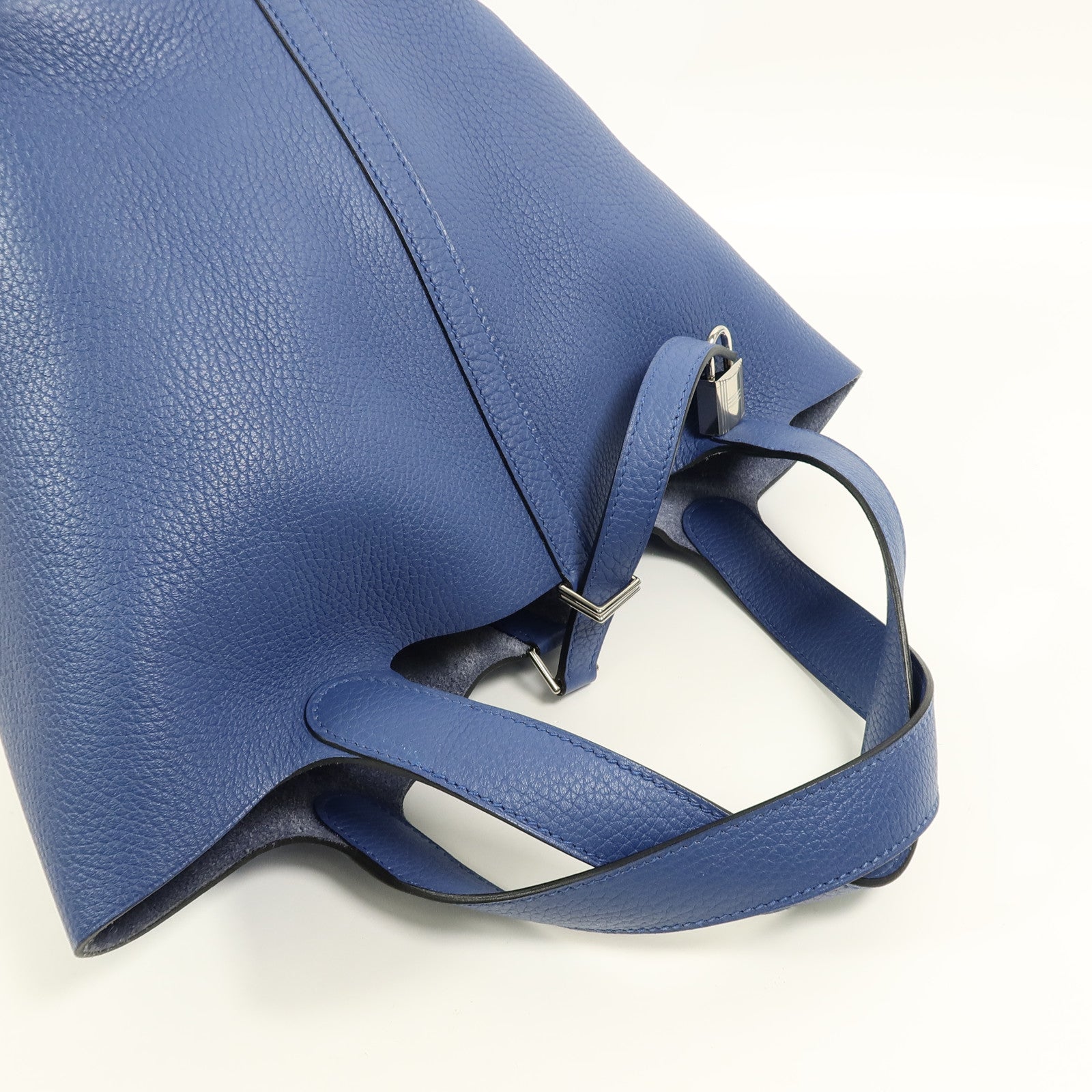 HERMES Clemence皮革Picotin MM手挽袋Bleu Agate