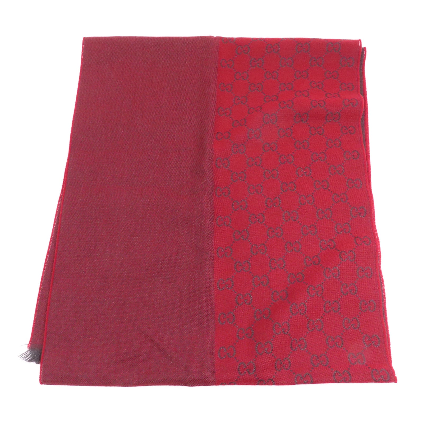 GUCCI GG Scarf 344994 4G200 1174 Wool Bordeaux/Grey