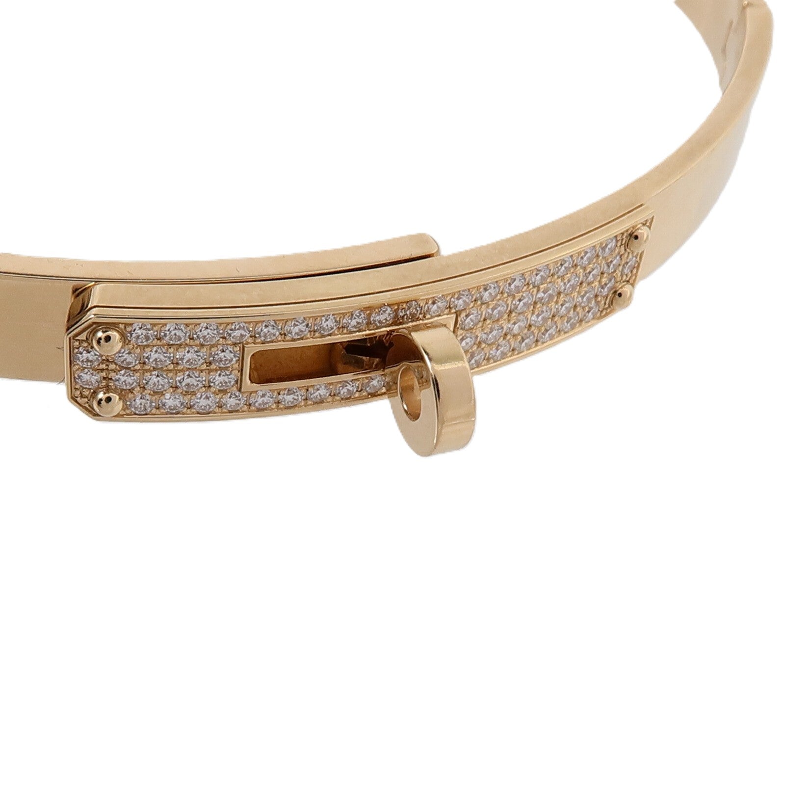 HERMES 18K玫瑰金Kelly Bracelet鑽石手鐲