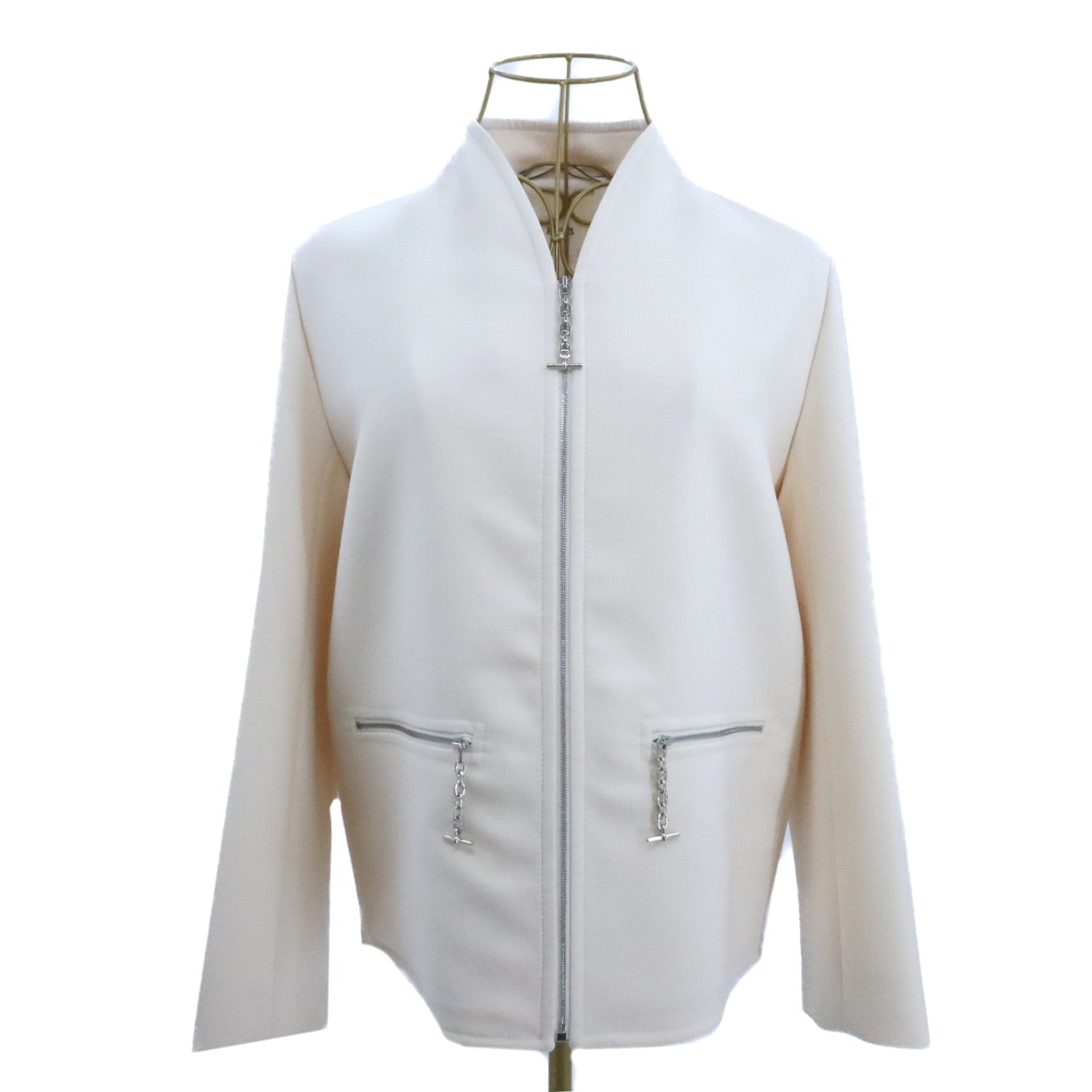 HERMES Wook/Nylon Chaine d'Ancre Collarless Jacket外套