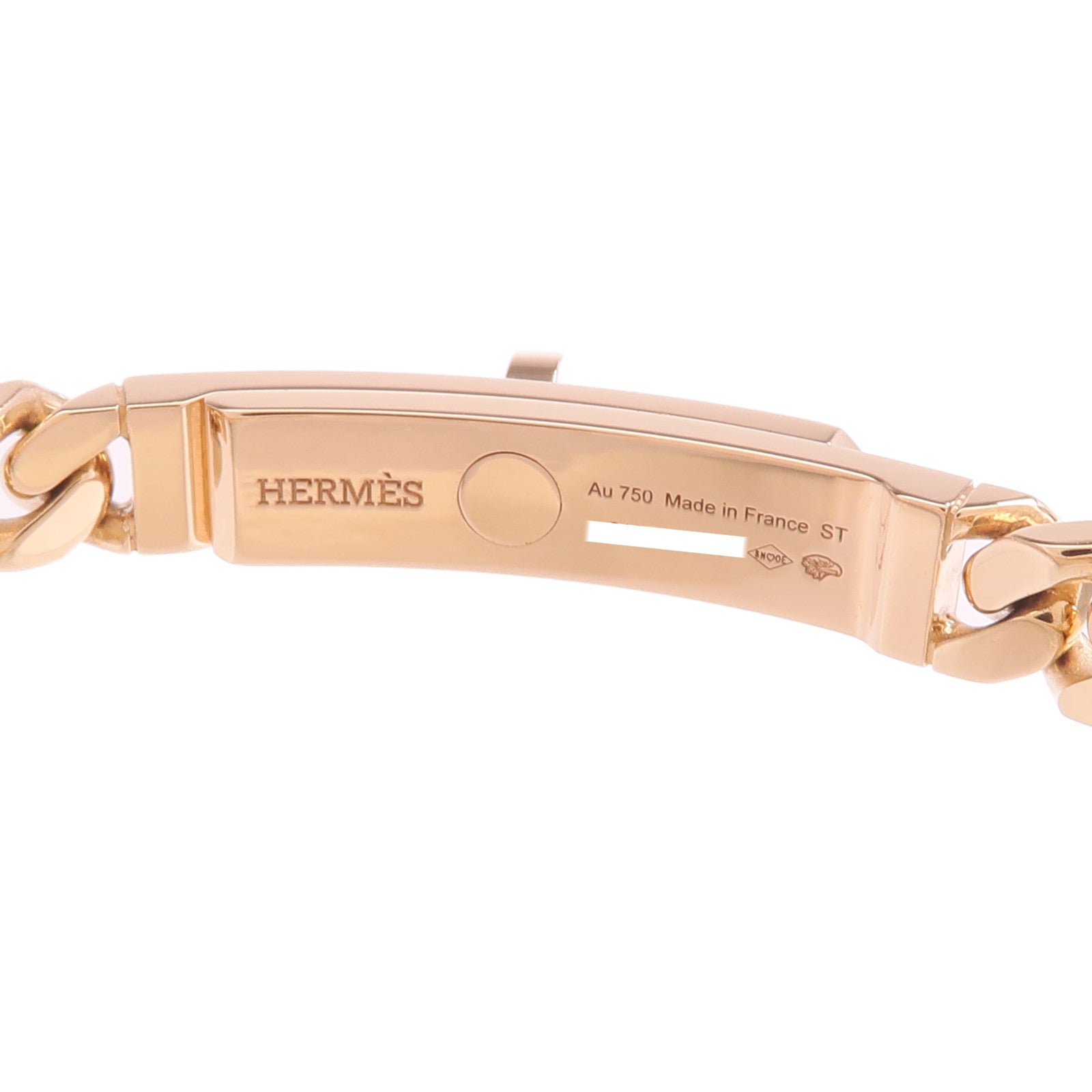 HERMES 18K玫瑰金Kelly Gourmette Bracelet鑽石手鏈