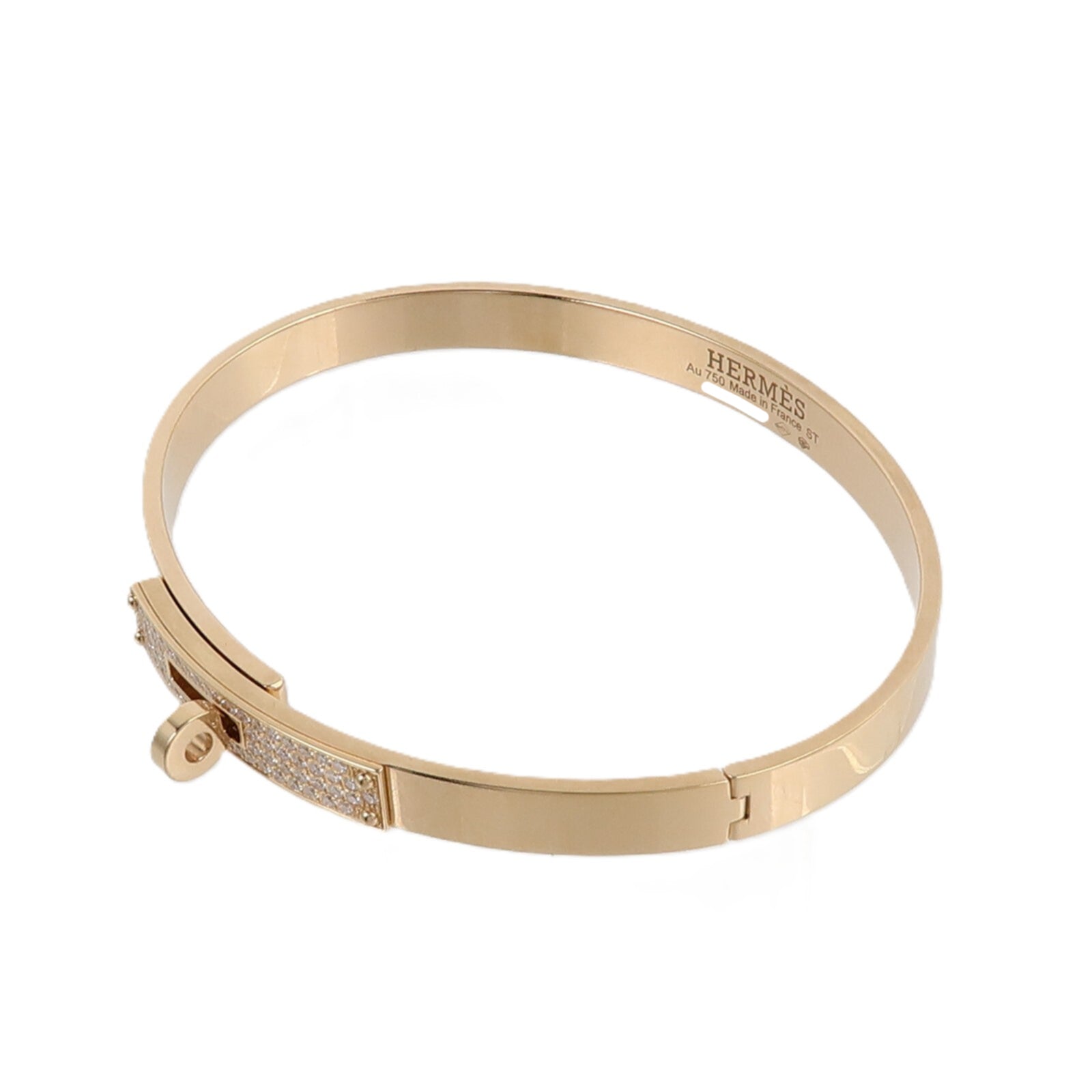 HERMES 18K玫瑰金Kelly Bracelet鑽石手鐲