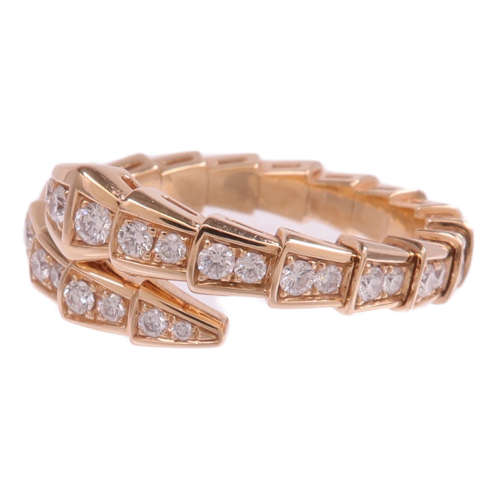 BVLGARI 18K玫瑰金Serpenti Viper鑽石戒指Bvlgari#XL/US#8.25