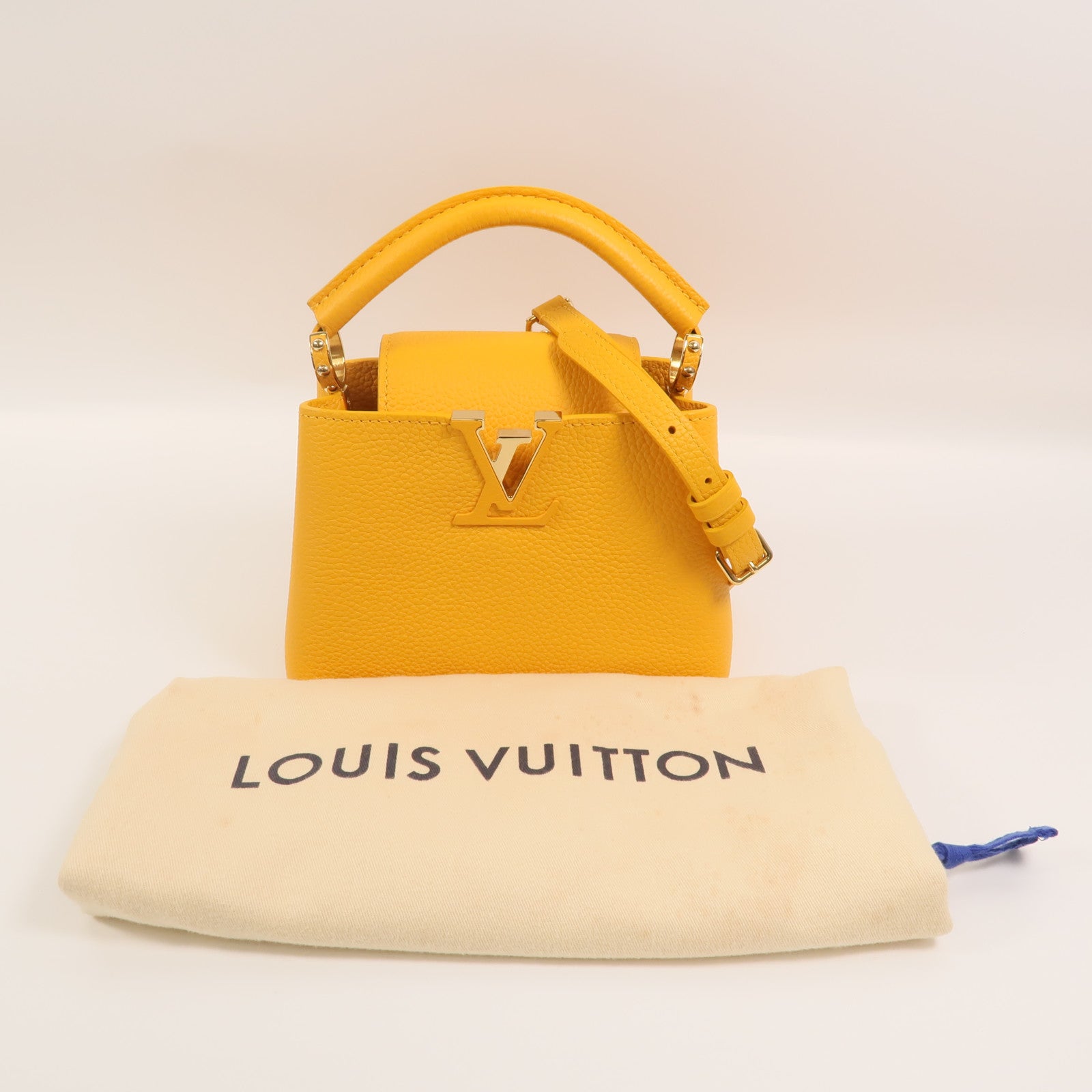 LOUIS VUITTON Taurillon皮革Capucines Mini手挽肩背兩用袋