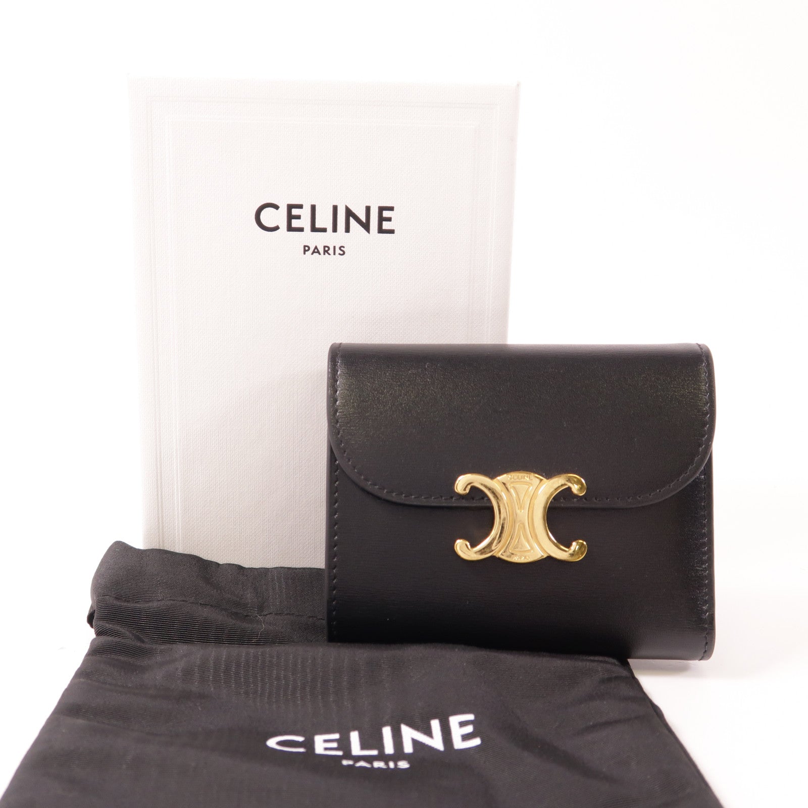 CELINE 牛皮皮革Triomphe Wallet金扣錢包