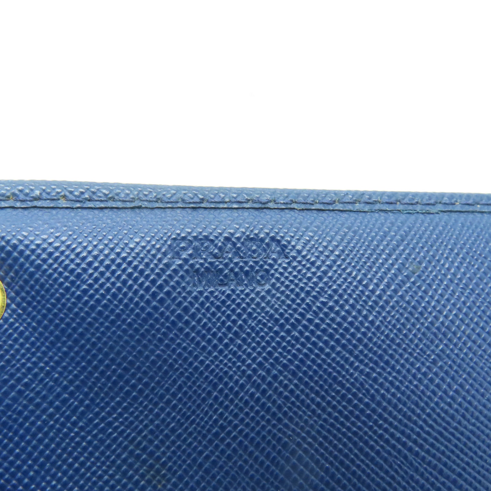 PRADA 【清倉大減價】牛皮皮革Long Wallet金扣長錢包藍色