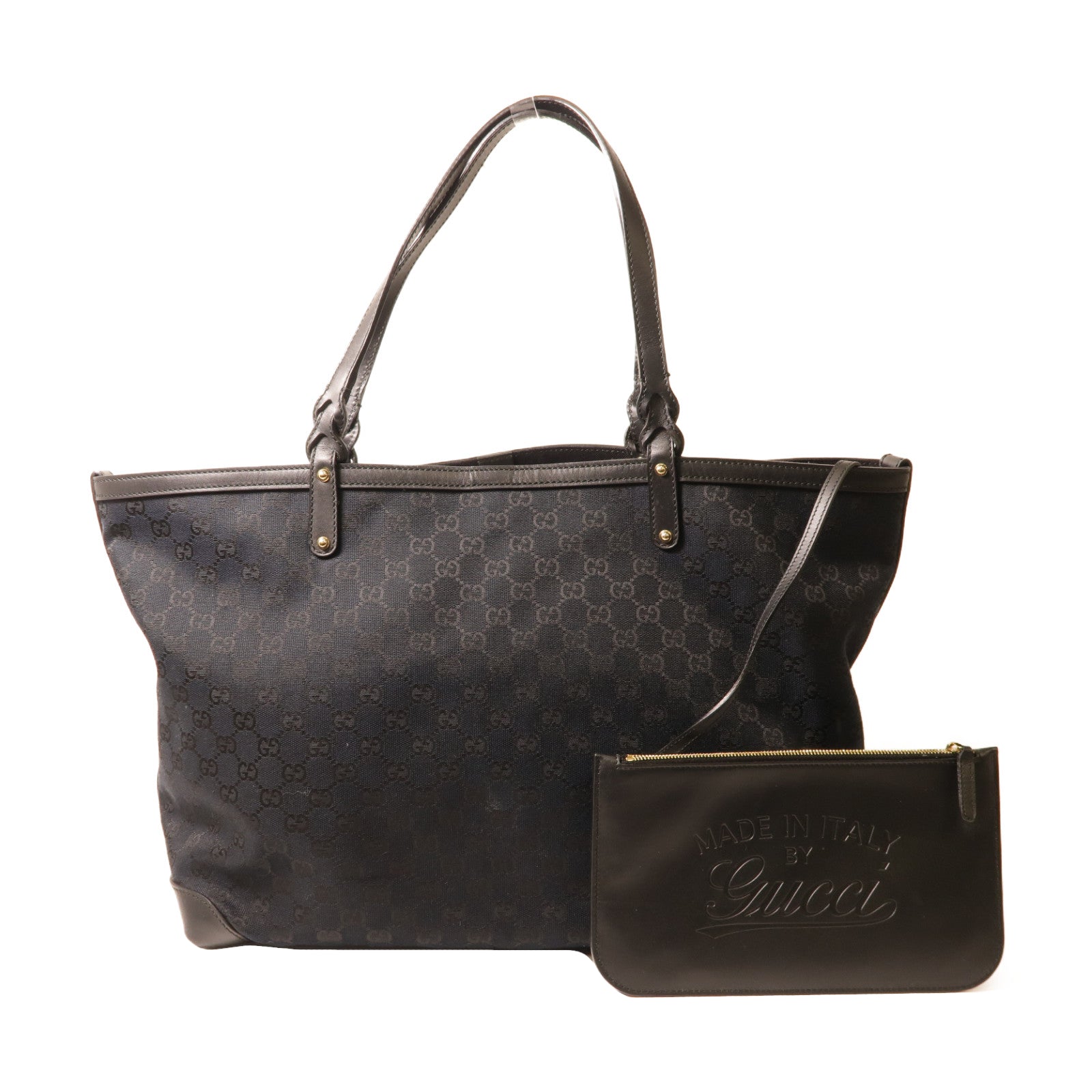 GUCCI 帆布Tote Bag金扣手挽袋黑色