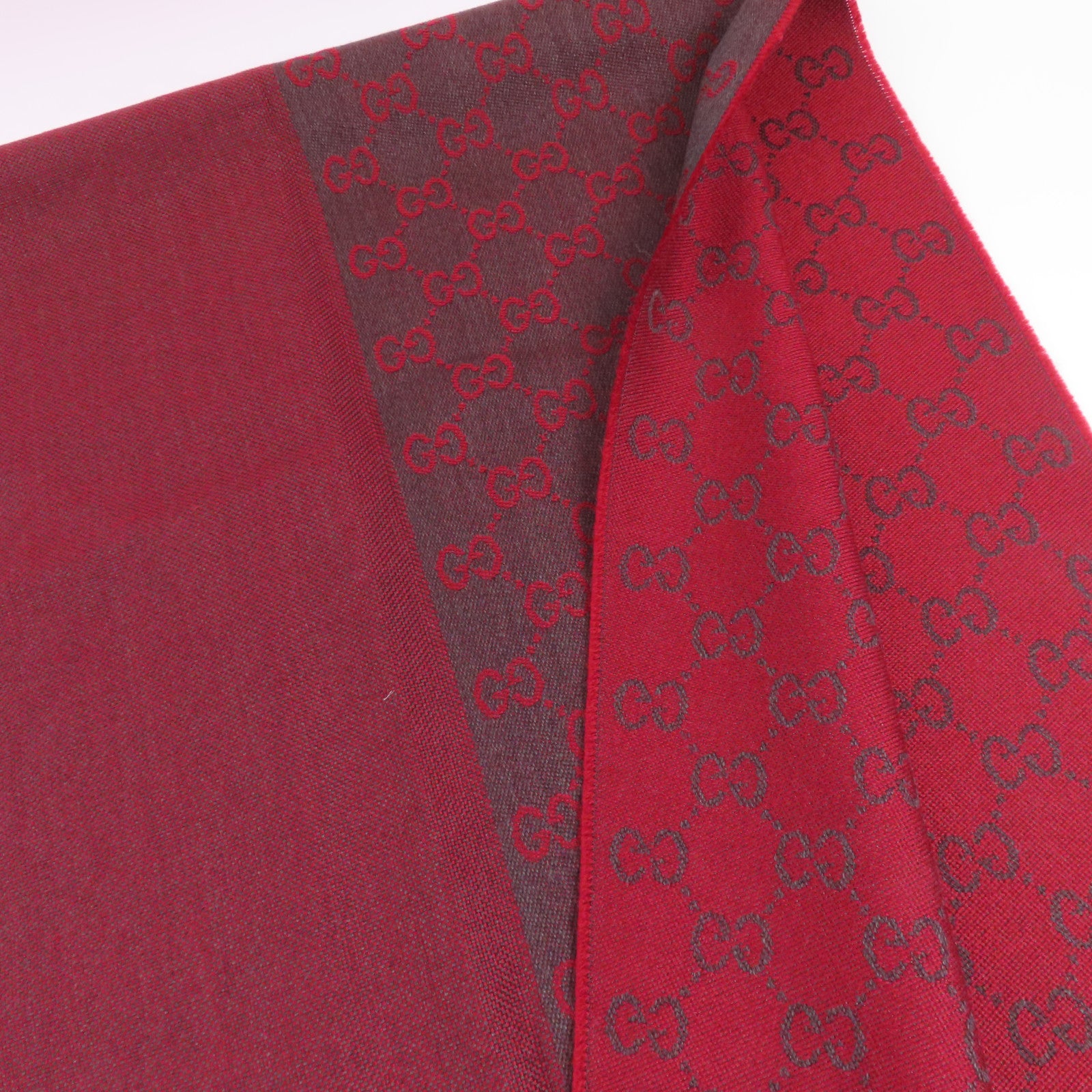 GUCCI GG Scarf 344994 4G200 1174 Wool Bordeaux/Grey