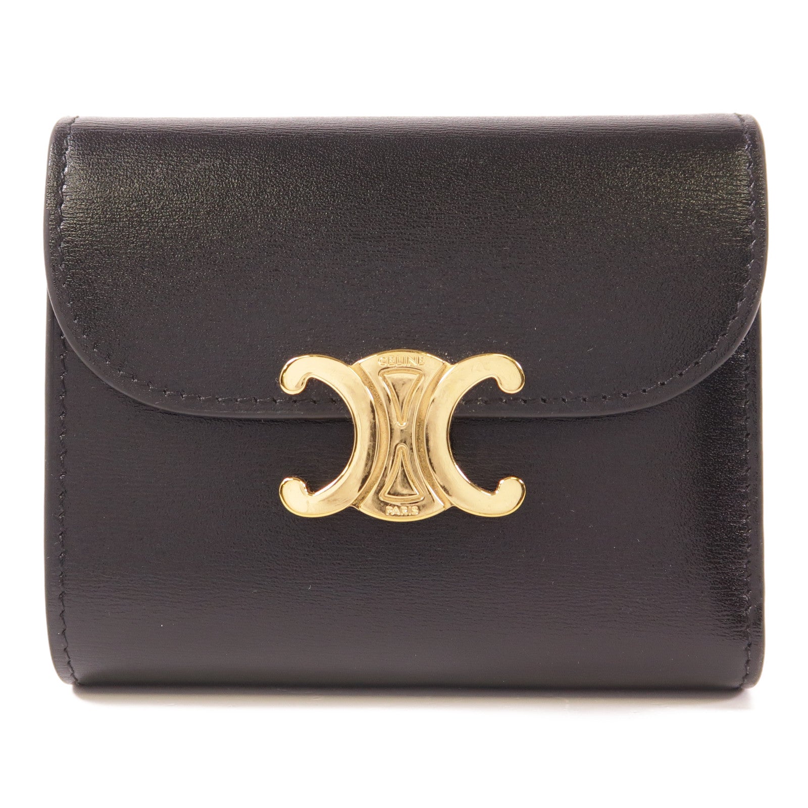 CELINE 牛皮皮革Triomphe Wallet金扣錢包