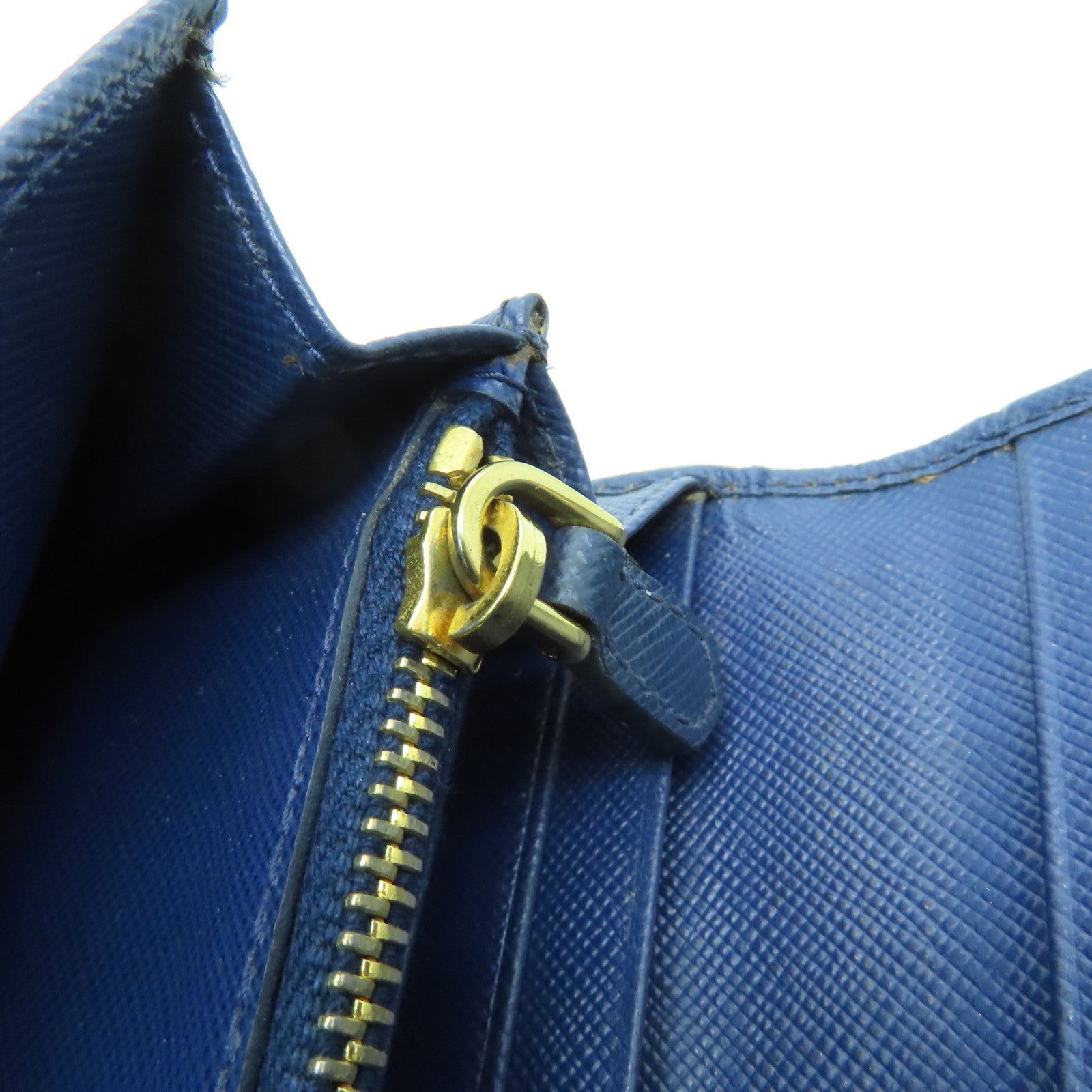PRADA 【清倉大減價】牛皮皮革Long Wallet金扣長錢包藍色