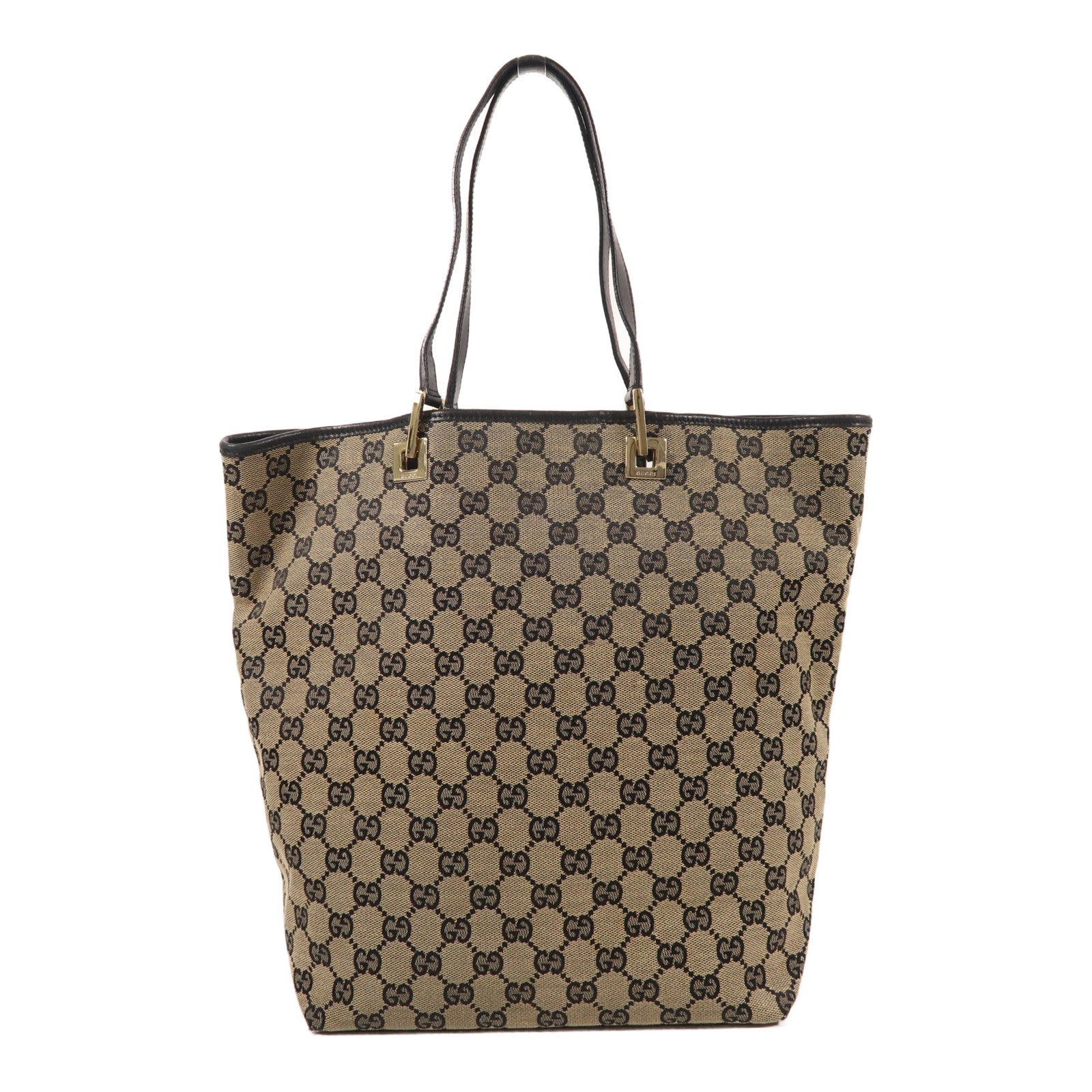 GUCCI 帆布Tote Bag金扣肩背袋