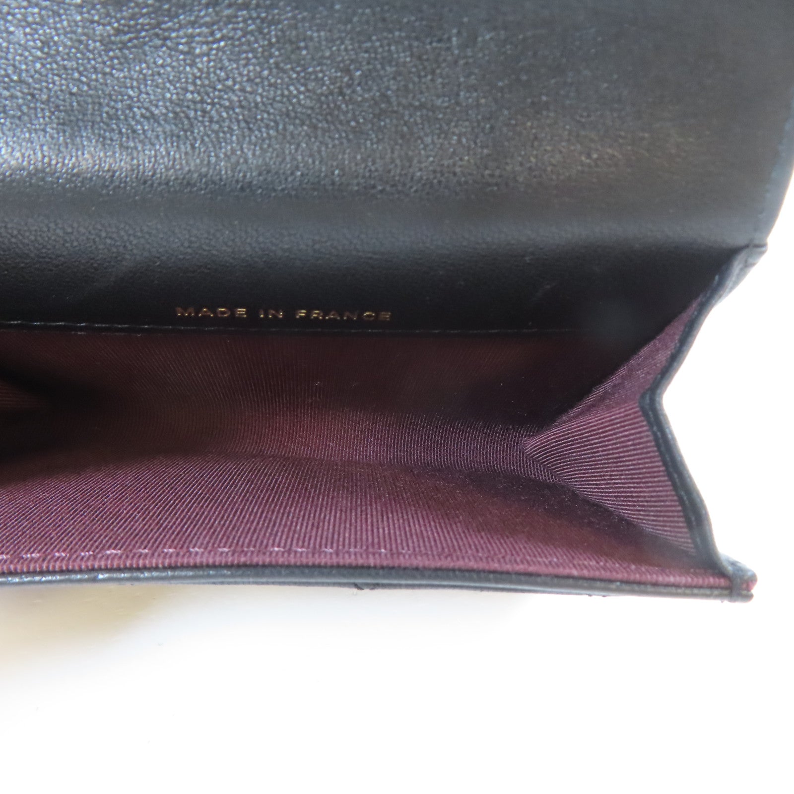 CHANEL 菱格羊皮皮革Flap Wallet金扣卡片套黑色