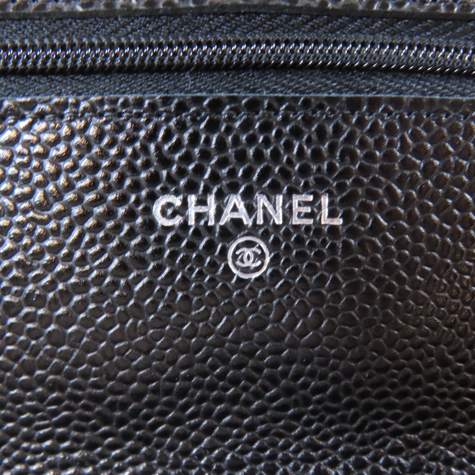 CHANEL 菱格Caviar皮革Wallet On Chain銀扣鏈帶肩背袋黑色