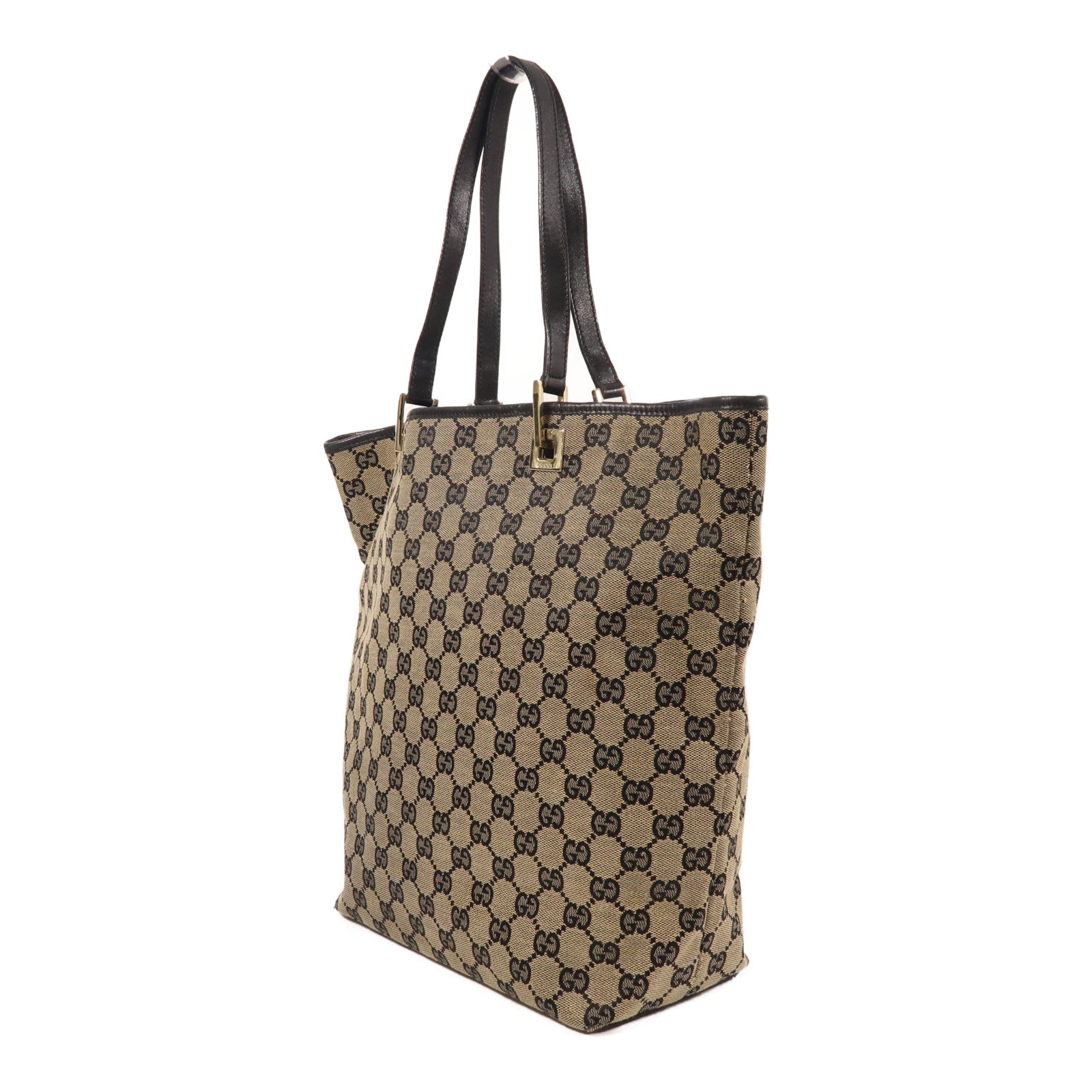 GUCCI 帆布Tote Bag金扣肩背袋