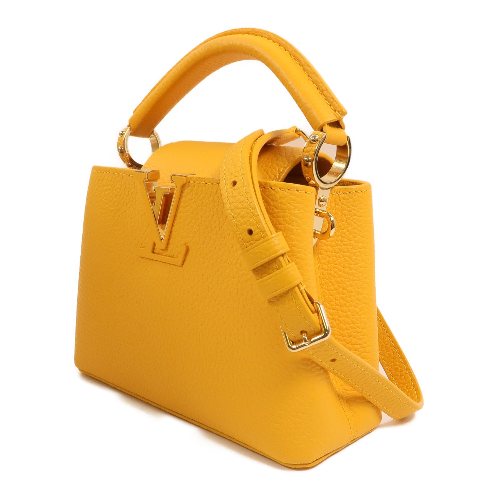 LOUIS VUITTON Taurillon皮革Capucines Mini手挽肩背兩用袋