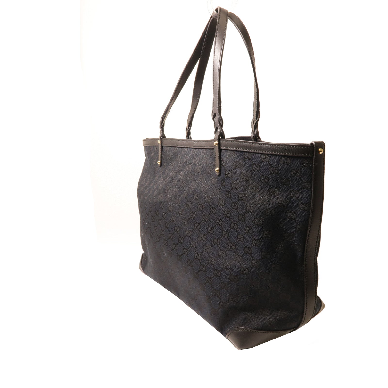 GUCCI 帆布Tote Bag金扣手挽袋黑色