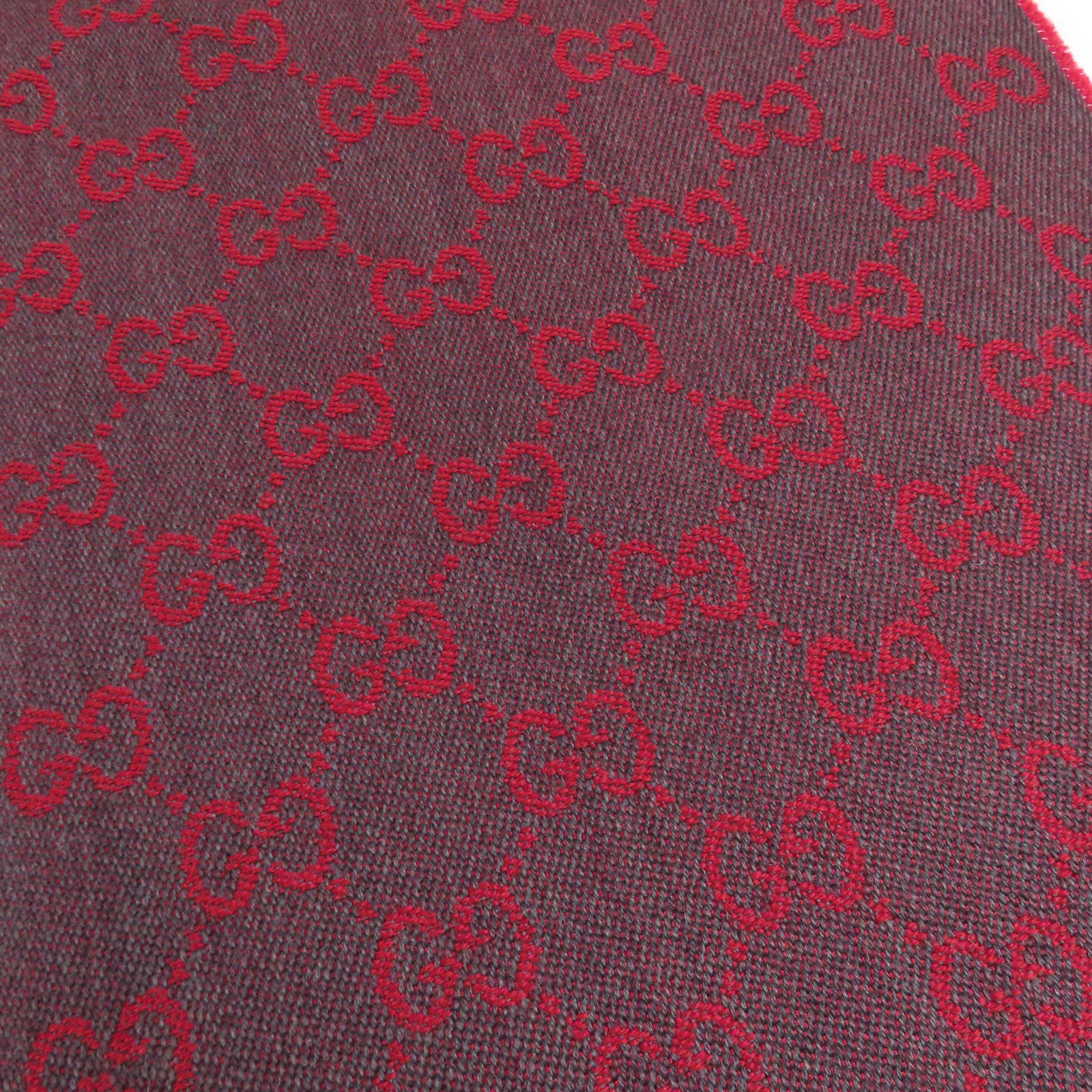 GUCCI GG Scarf 344994 4G200 1174 Wool Bordeaux/Grey