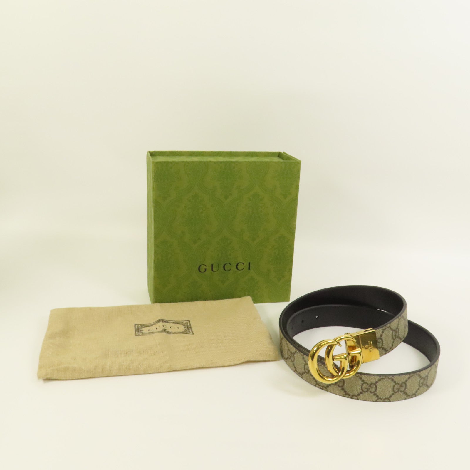 GUCCI 塗層帆布Belt 85cm金扣皮帶